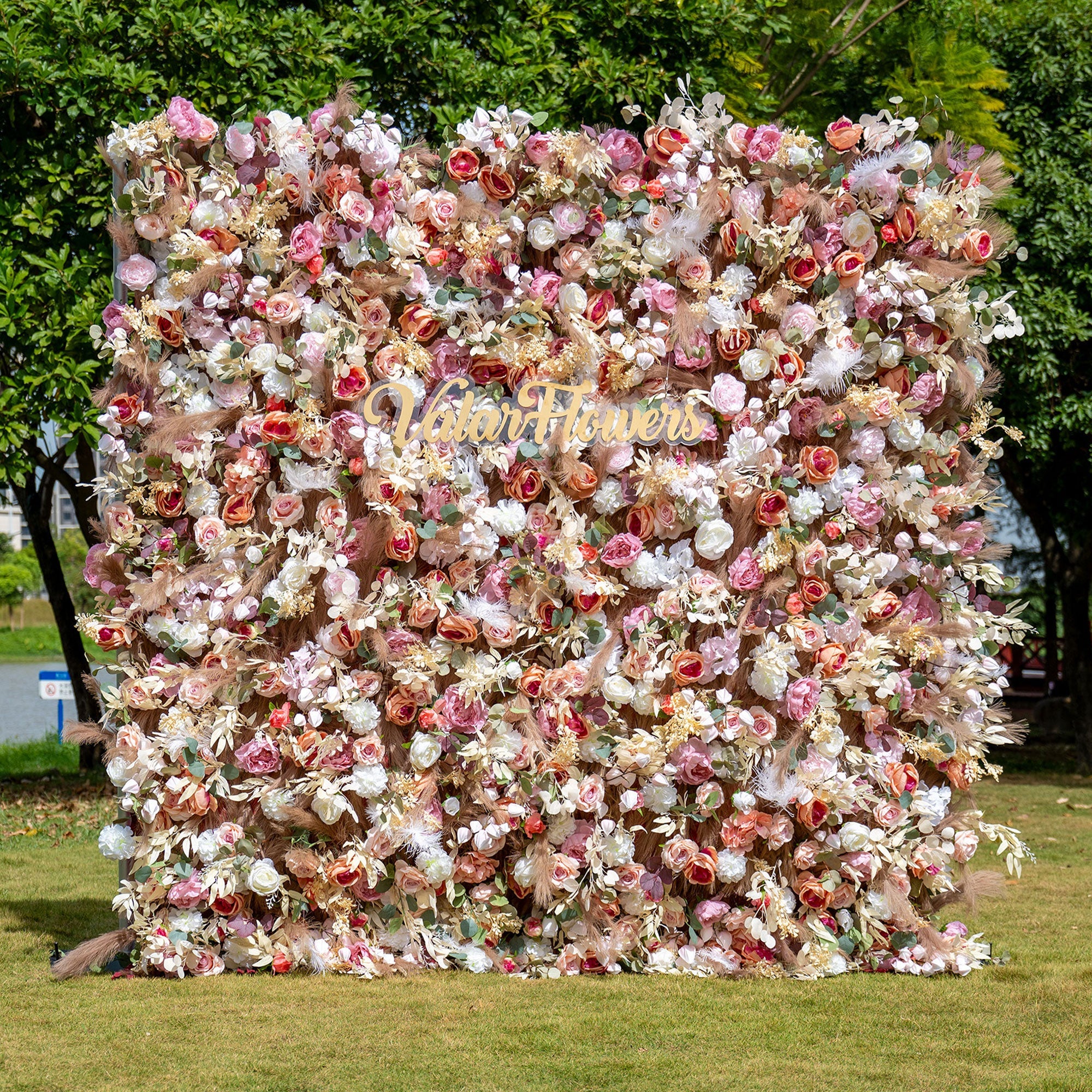 *USA ONLY*Valar Flowers Roll Up Fabric Artificial Flower Wall Wedding Backdrop. Floral Party Decor. Event Photography-VF-327-U