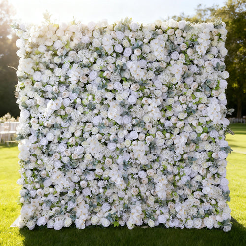 *USA ONLY*Gorgeous Flower Wall: A Fusion of Grace and Sturdiness with Pure White Artificial Flowers. Perfect for Weddings and Celebrations- Wedding Venues Celebration Floral Wall-VF-142-U
