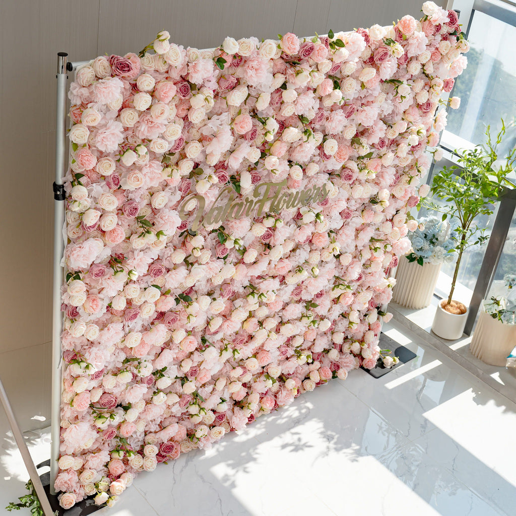*USA ONLY* VF-503-U Pink Rose & Peony Flower Wall 8ft×8ft - Artificial Wedding Backdrop with Fast US Shipping