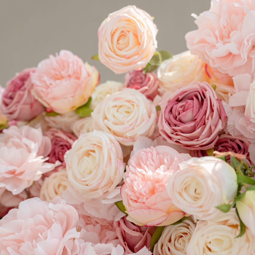 *USA ONLY* VF-503-U Pink Rose & Peony Flower Wall 8ft×8ft - Artificial Wedding Backdrop with Fast US Shipping