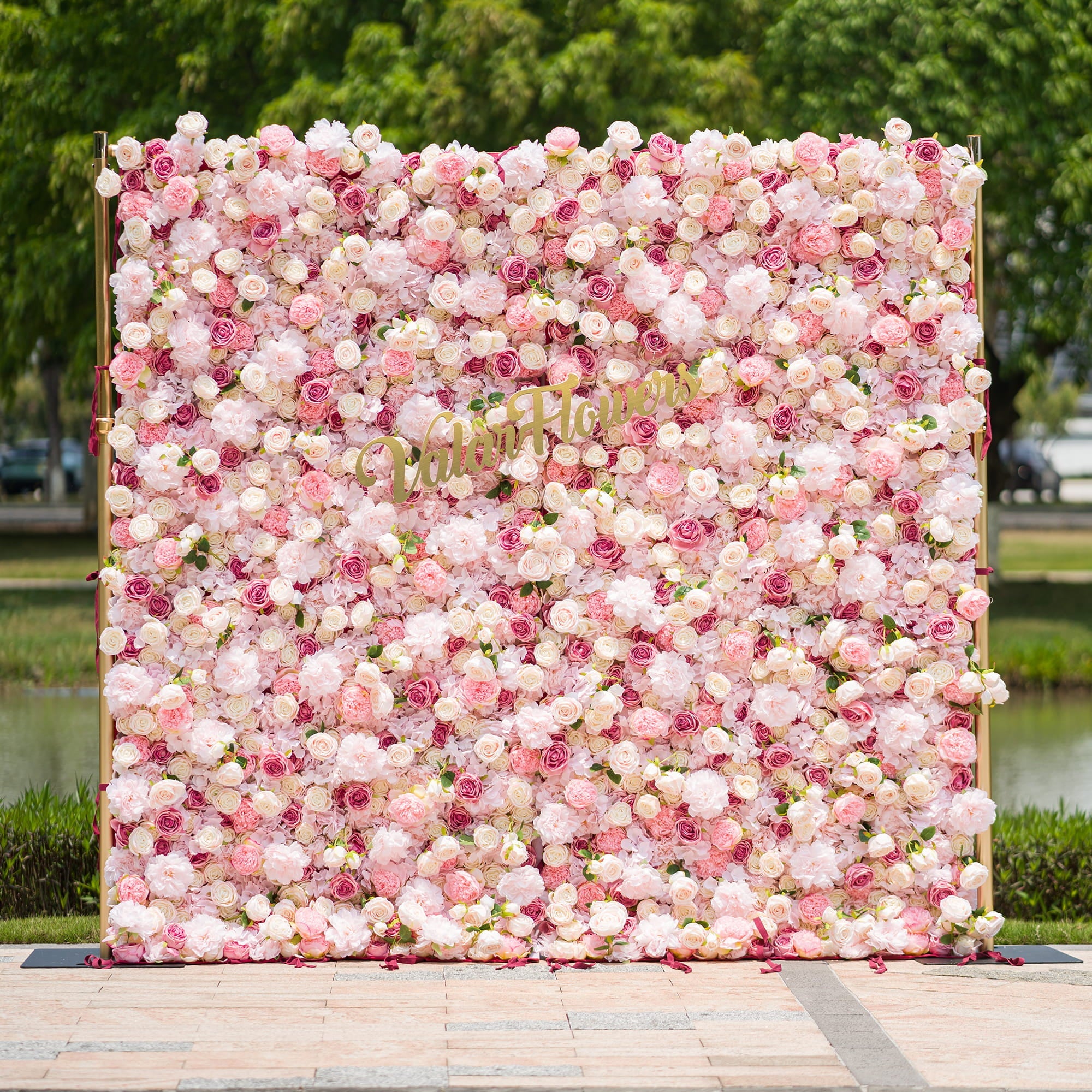 *USA ONLY* VF-503-U Pink Rose & Peony Flower Wall 8ft×8ft - Artificial Wedding Backdrop with Fast US Shipping