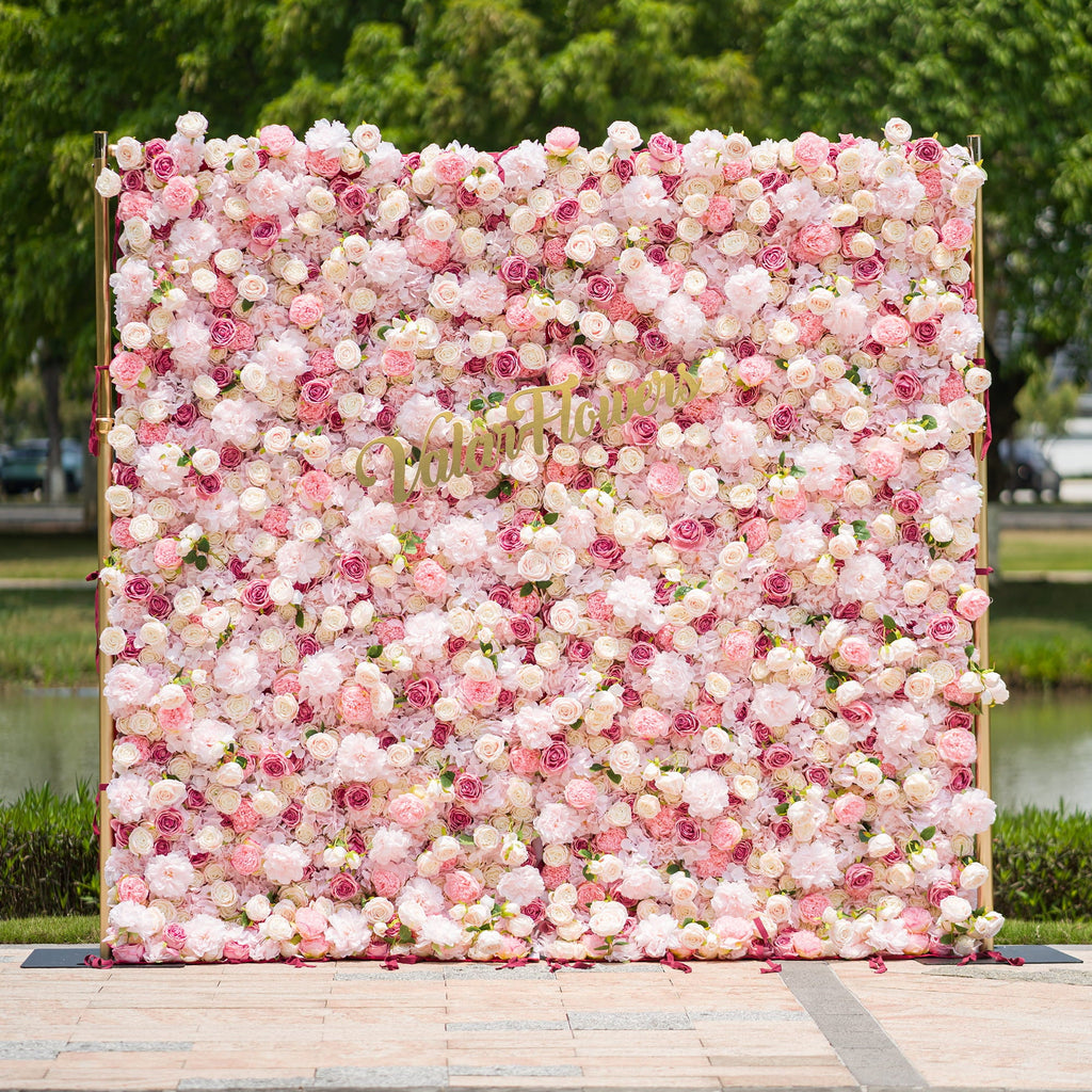 *USA ONLY* VF-503-U Pink Rose & Peony Flower Wall 8ft×8ft - Artificial Wedding Backdrop with Fast US Shipping