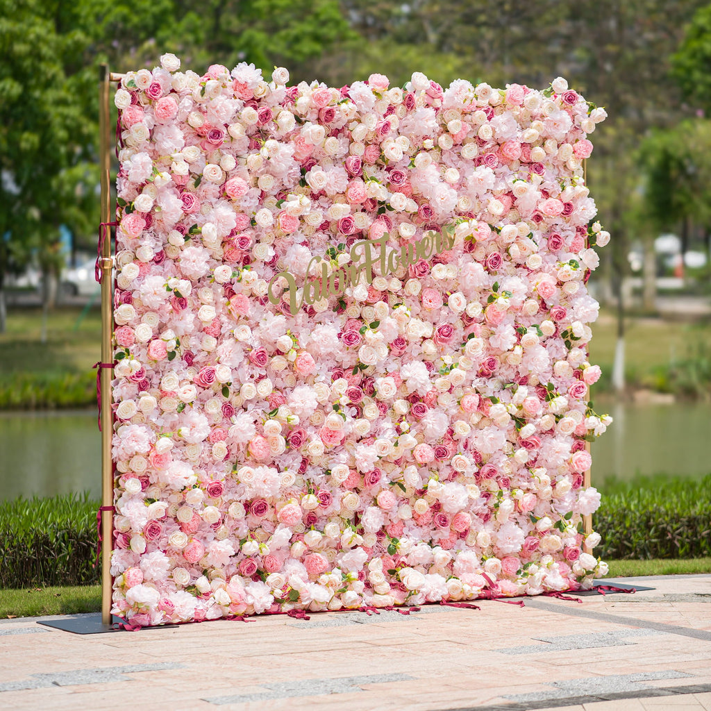 *USA ONLY* VF-503-U Pink Rose & Peony Flower Wall 8ft×8ft - Artificial Wedding Backdrop with Fast US Shipping