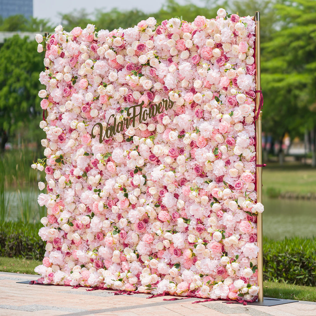 *USA ONLY* VF-503-U Pink Rose & Peony Flower Wall 8ft×8ft - Artificial Wedding Backdrop with Fast US Shipping