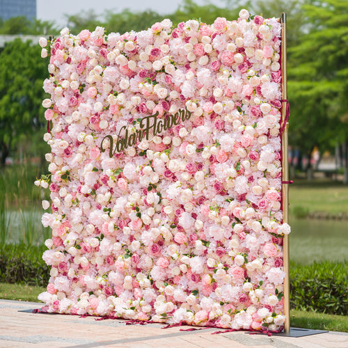 *USA ONLY* VF-503-U Pink Rose & Peony Flower Wall 8ft×8ft - Artificial Wedding Backdrop with Fast US Shipping