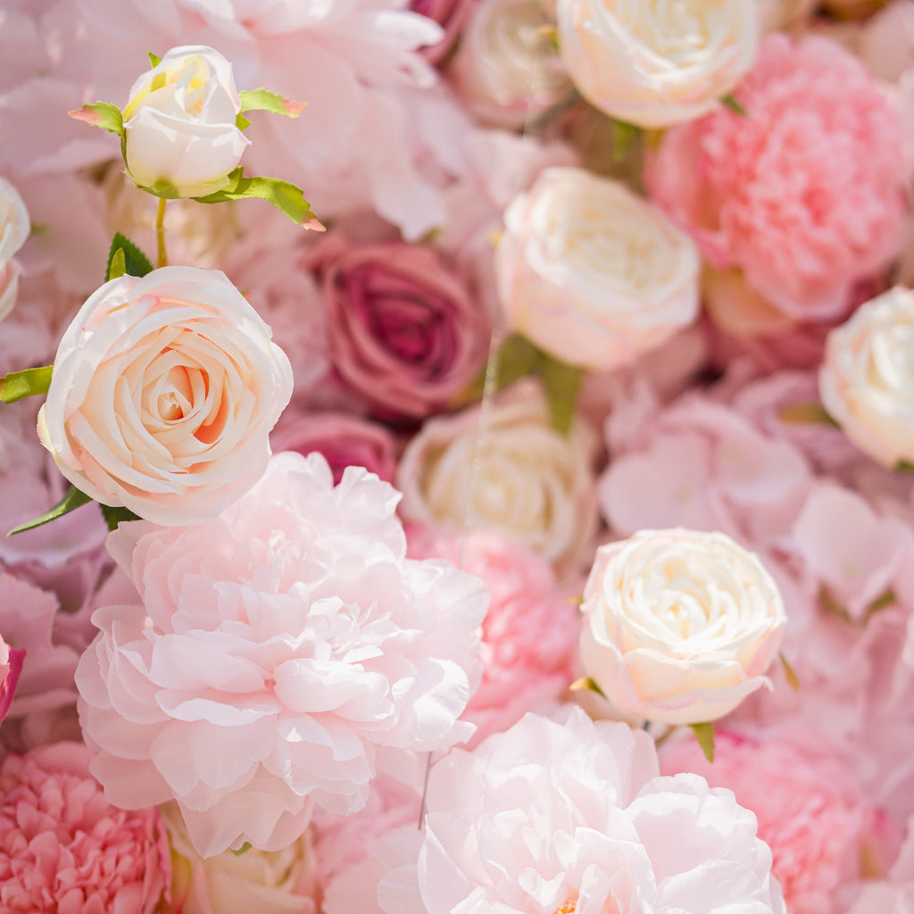 *USA ONLY* VF-503-U Pink Rose & Peony Flower Wall 8ft×8ft - Artificial Wedding Backdrop with Fast US Shipping