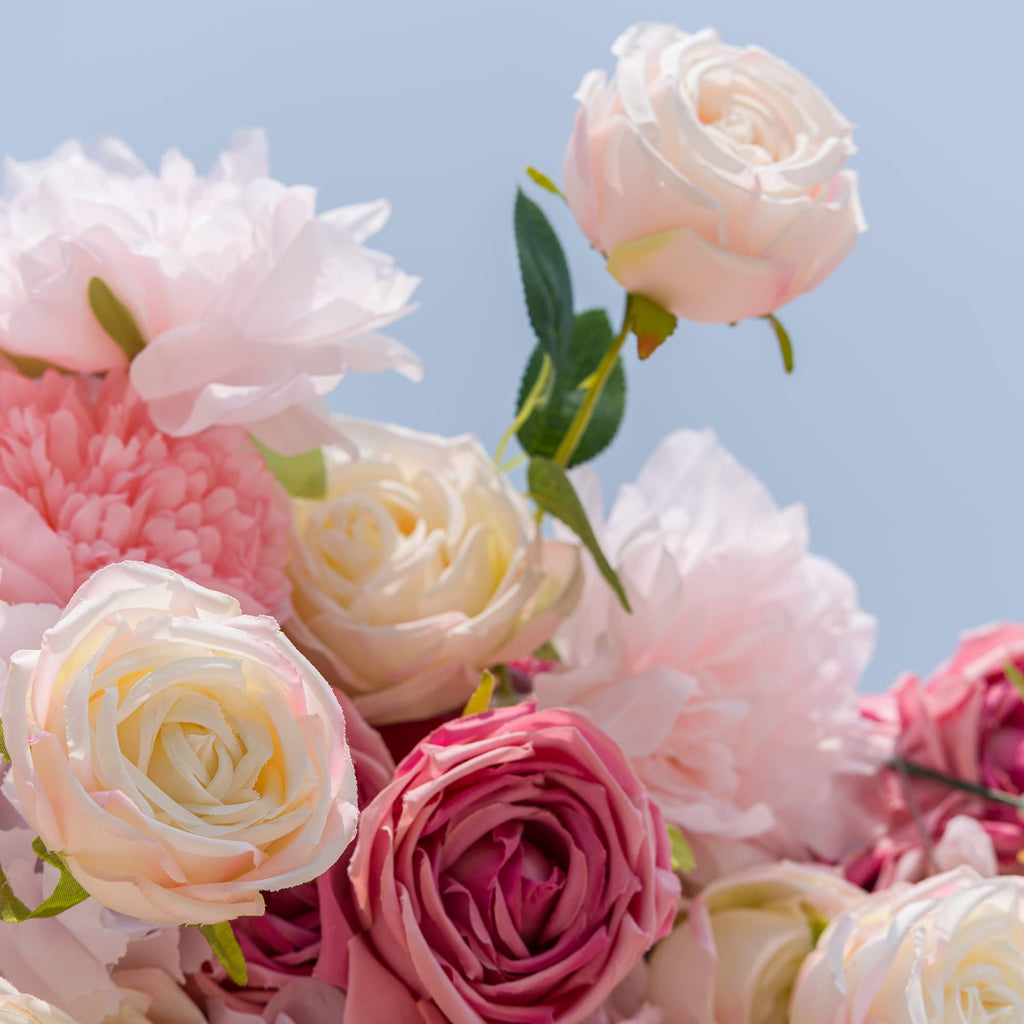 *USA ONLY* VF-503-U Pink Rose & Peony Flower Wall 8ft×8ft - Artificial Wedding Backdrop with Fast US Shipping