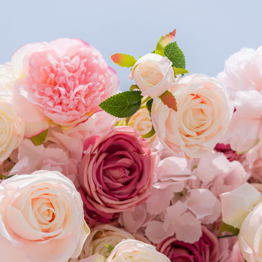 *USA ONLY* VF-503-U Pink Rose & Peony Flower Wall 8ft×8ft - Artificial Wedding Backdrop with Fast US Shipping