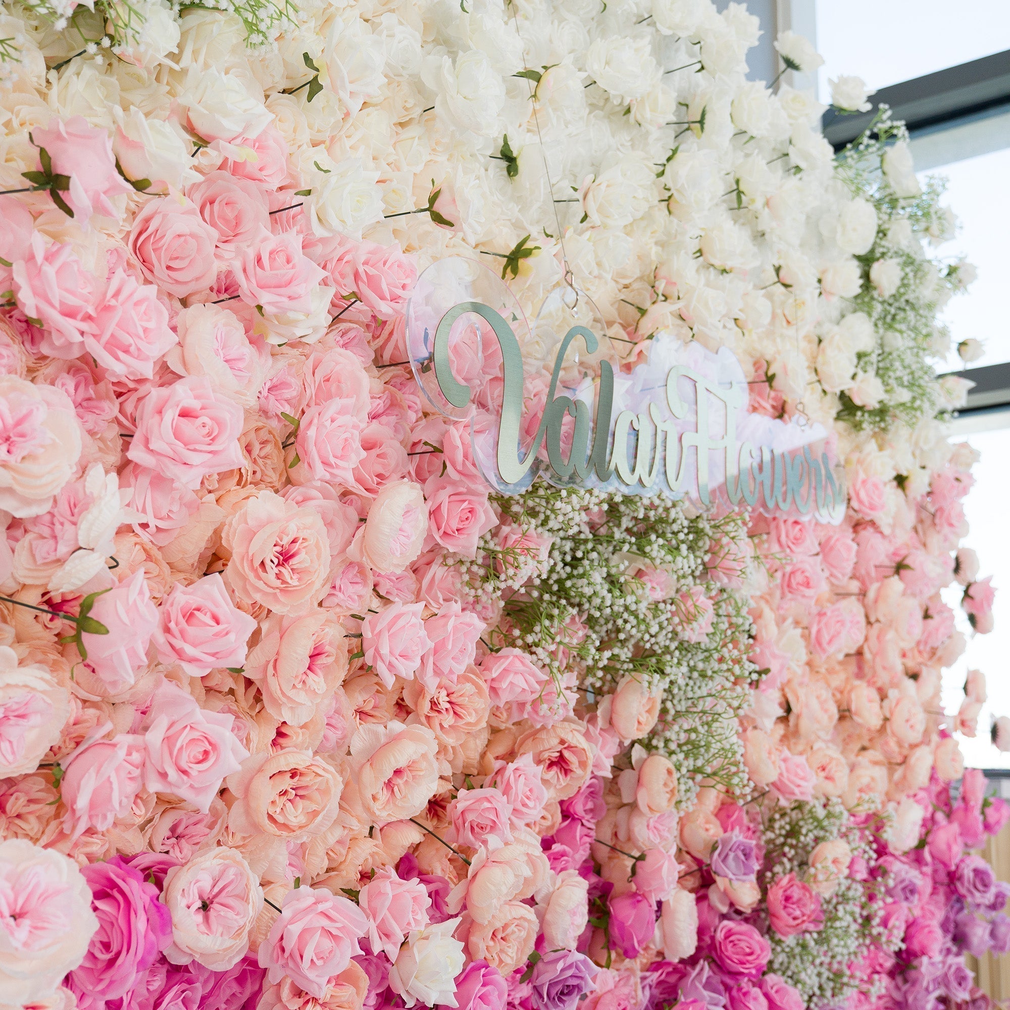 Valar Flowers Roll Up Fabric Artificial Flower Wall Wedding Backdrop, Floral Party Decor, Event Photography-VF-340