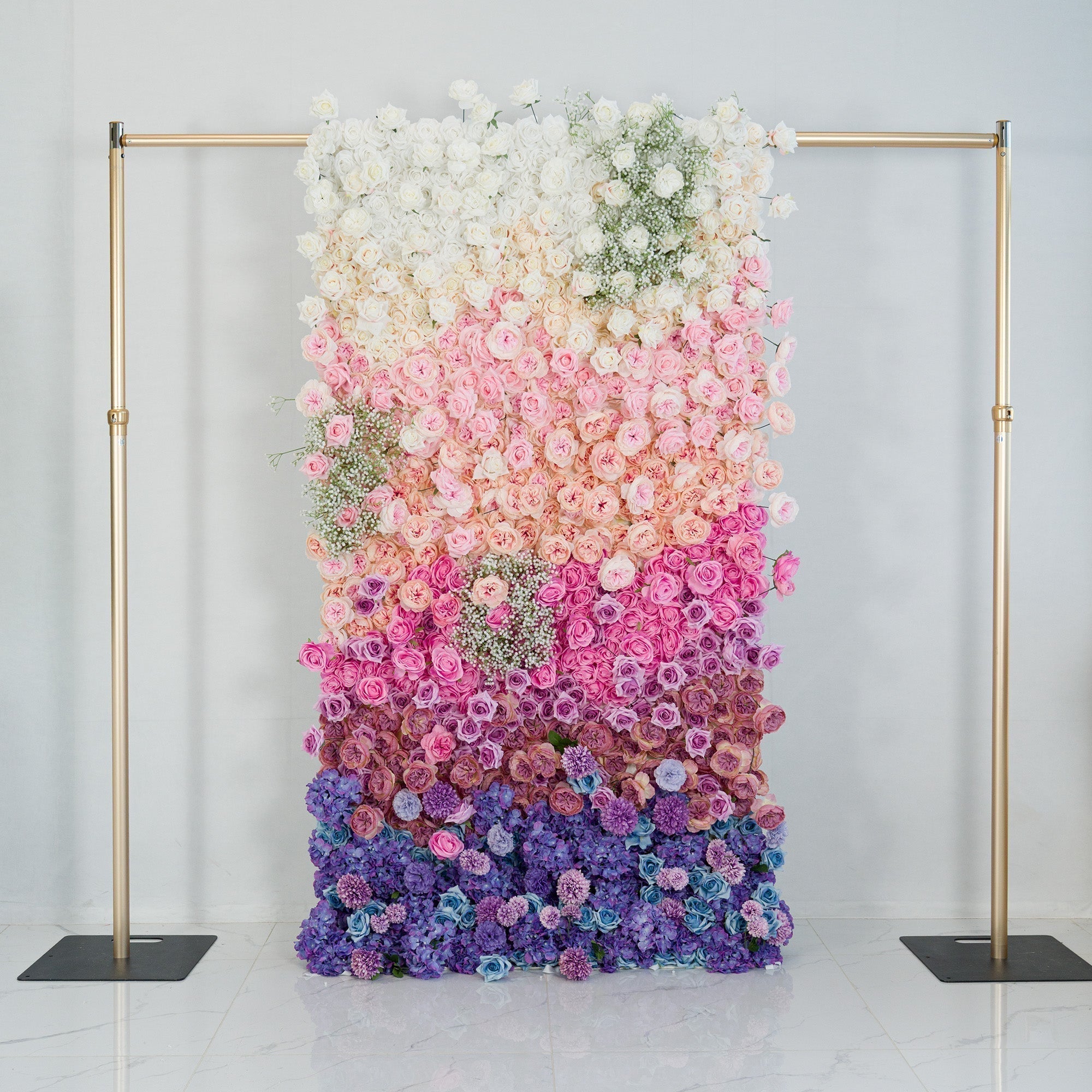 Valar Flowers Roll Up Fabric Artificial Flower Wall Wedding Backdrop, Floral Party Decor, Event Photography-VF-340