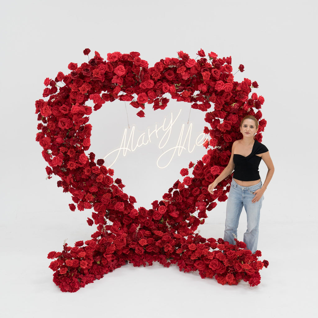 *USA ONLY*ValarFlowers Red Rose Heart - Shaped Floral Backdrop: A Romantic Proposal & Event Centerpiece-HA-405-U