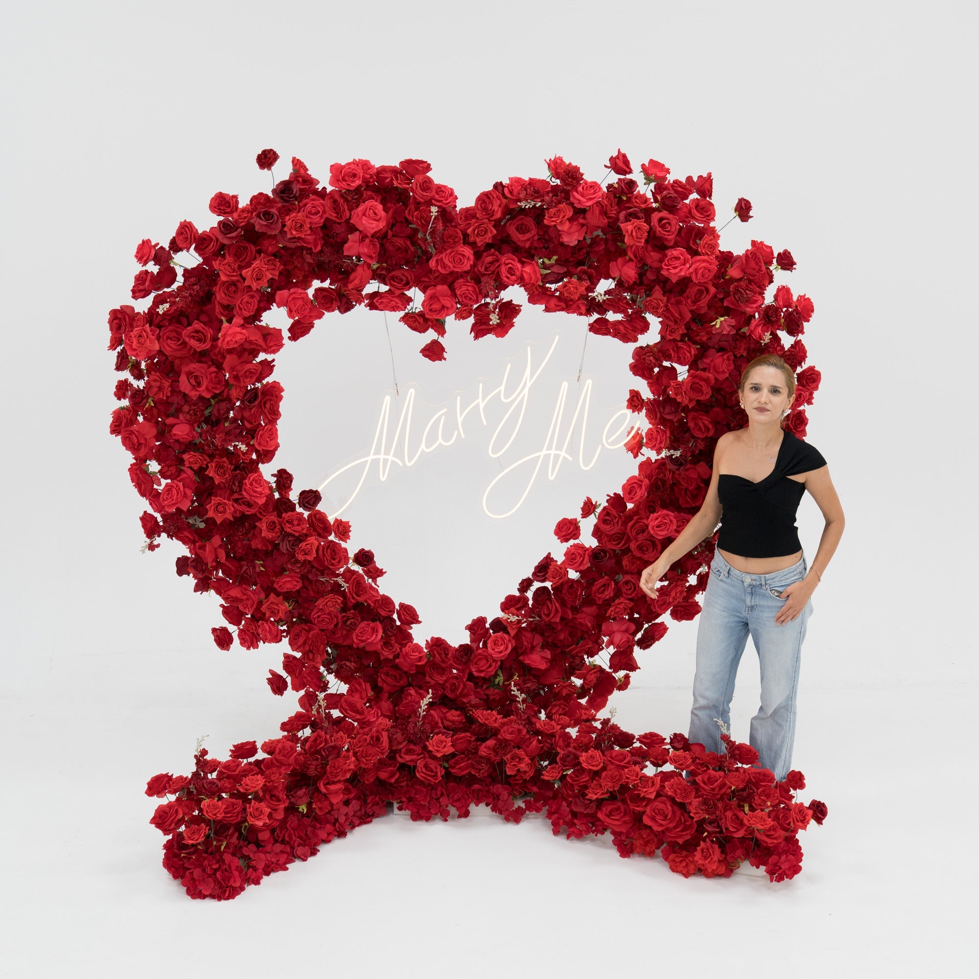 *USA ONLY*ValarFlowers Red Rose Heart - Shaped Floral Backdrop: A Romantic Proposal & Event Centerpiece-HA-405-U