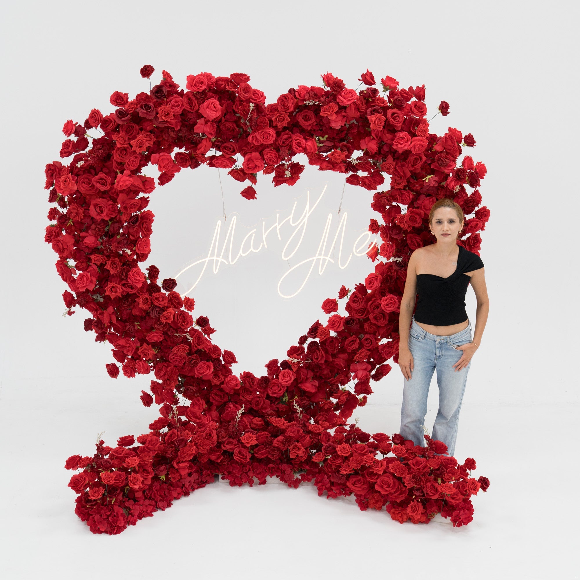 *USA ONLY*ValarFlowers Red Rose Heart - Shaped Floral Backdrop: A Romantic Proposal & Event Centerpiece-HA-405-U