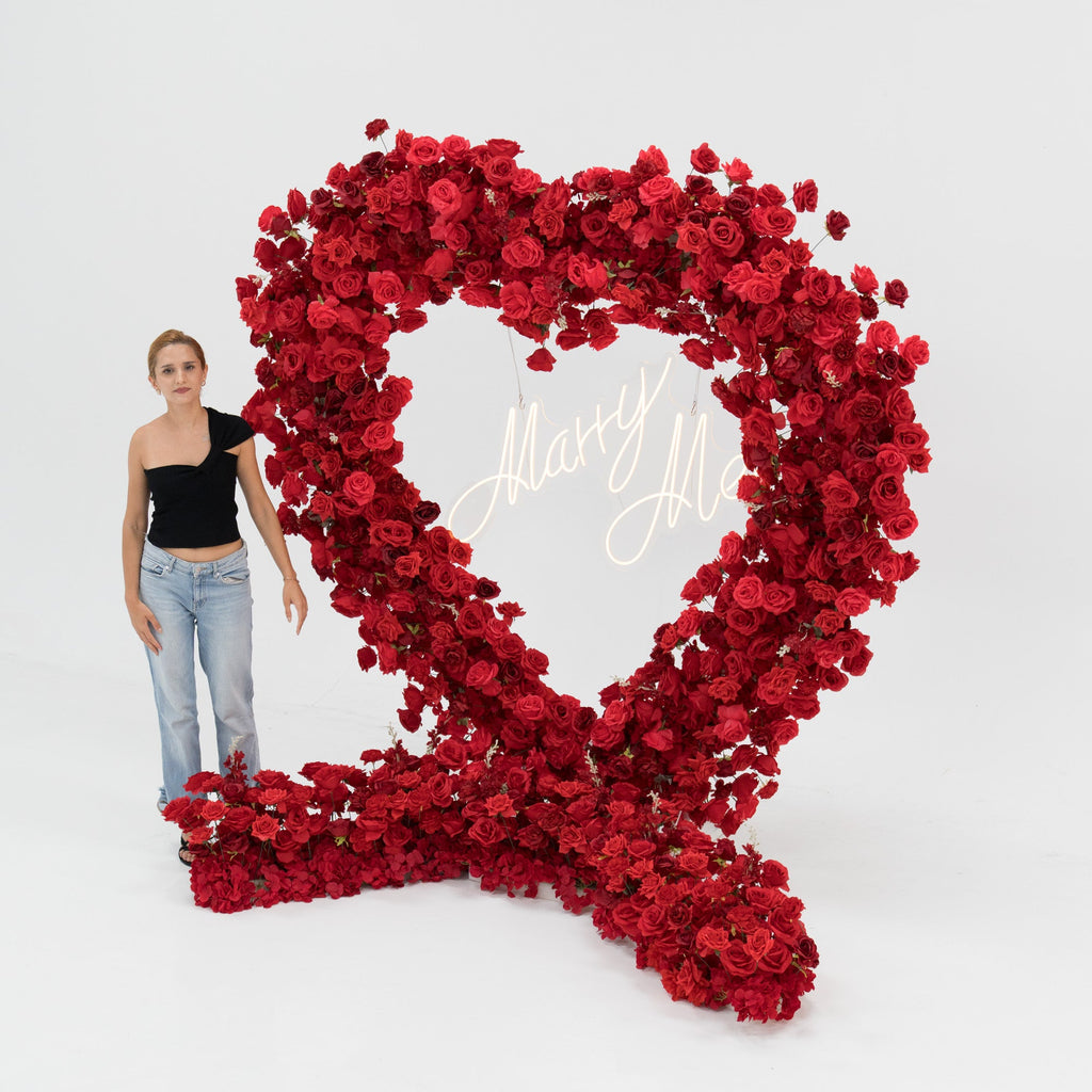 *USA ONLY*ValarFlowers Red Rose Heart - Shaped Floral Backdrop: A Romantic Proposal & Event Centerpiece-HA-405-U