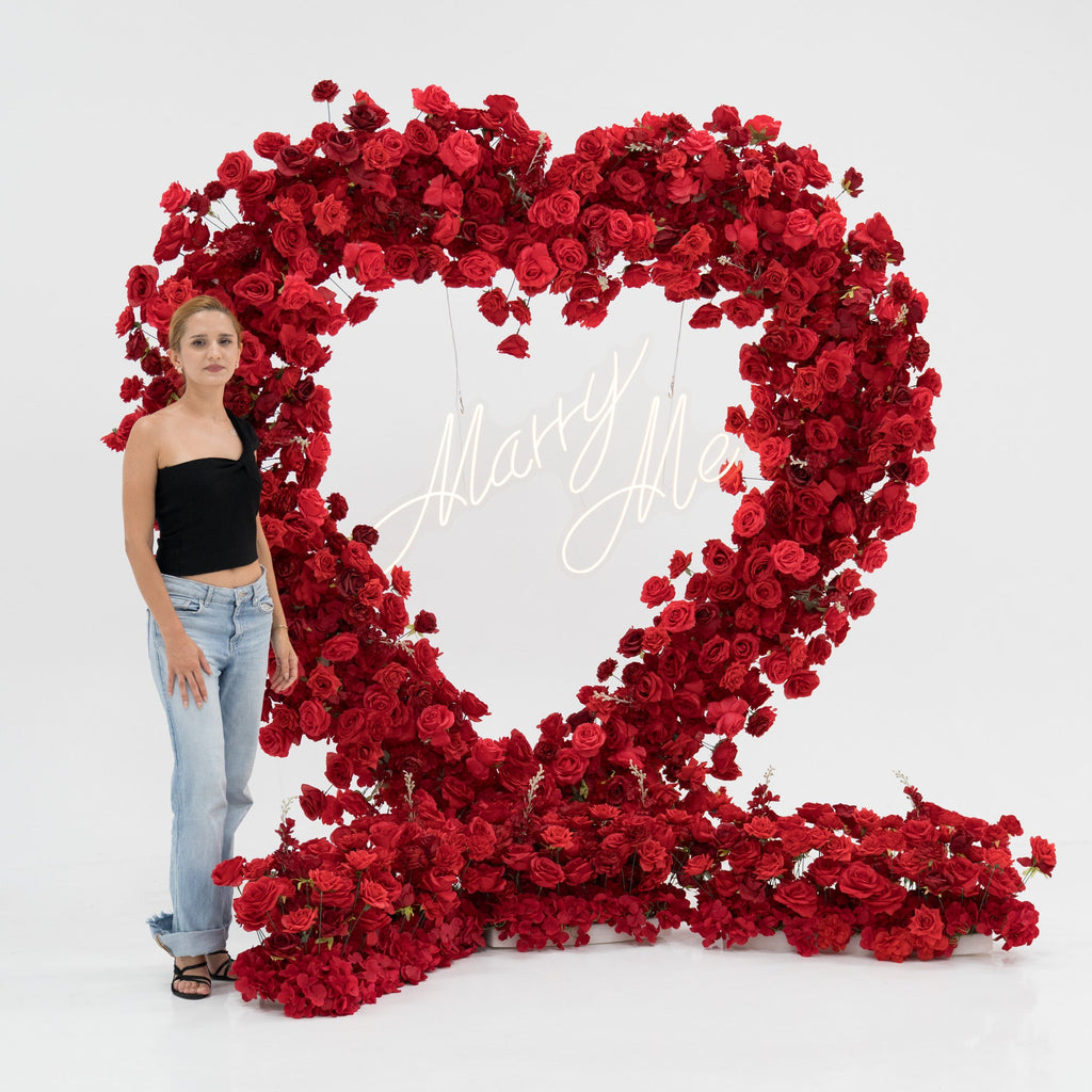 *USA ONLY*ValarFlowers Red Rose Heart - Shaped Floral Backdrop: A Romantic Proposal & Event Centerpiece-HA-405-U