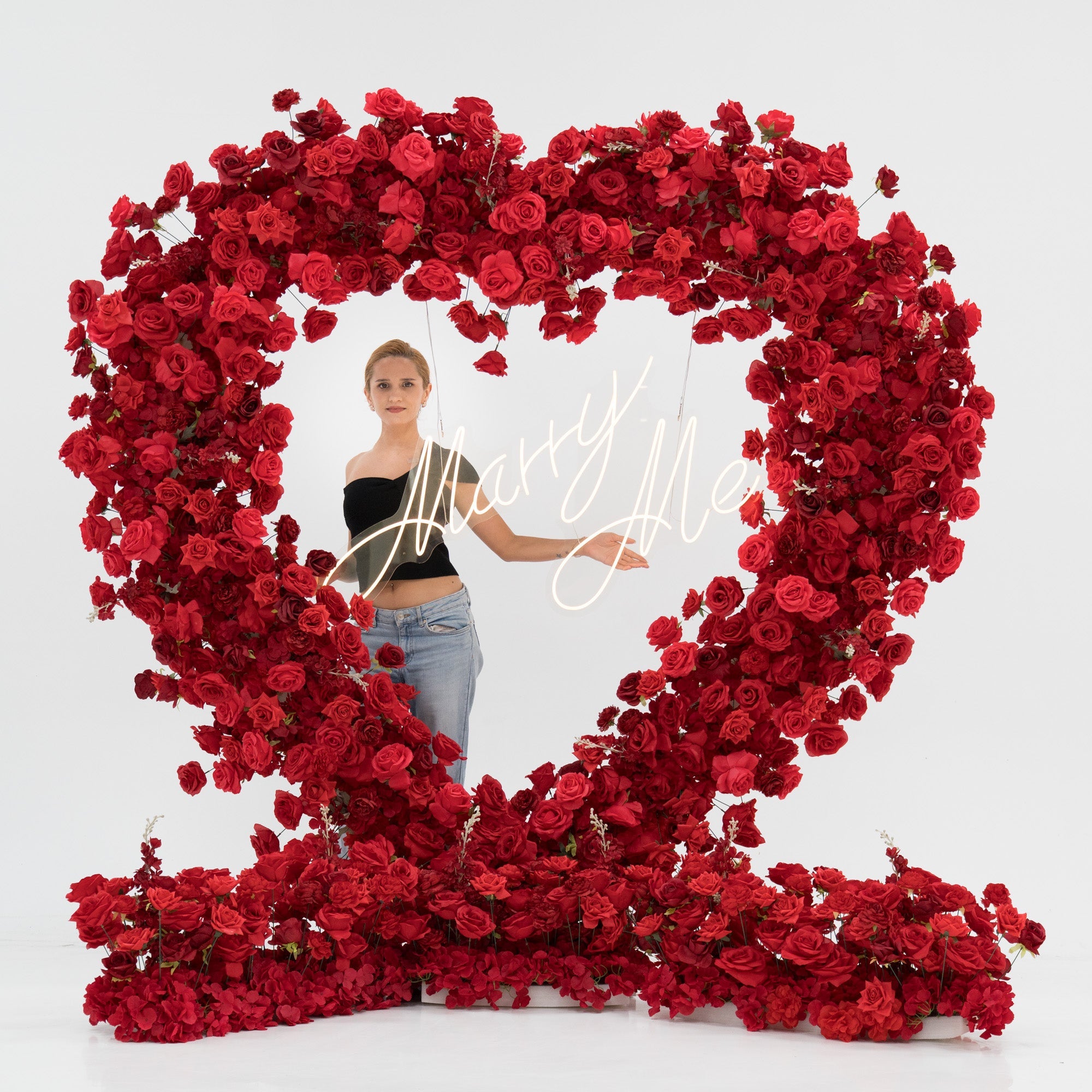 *USA ONLY*ValarFlowers Red Rose Heart - Shaped Floral Backdrop: A Romantic Proposal & Event Centerpiece-HA-405-U