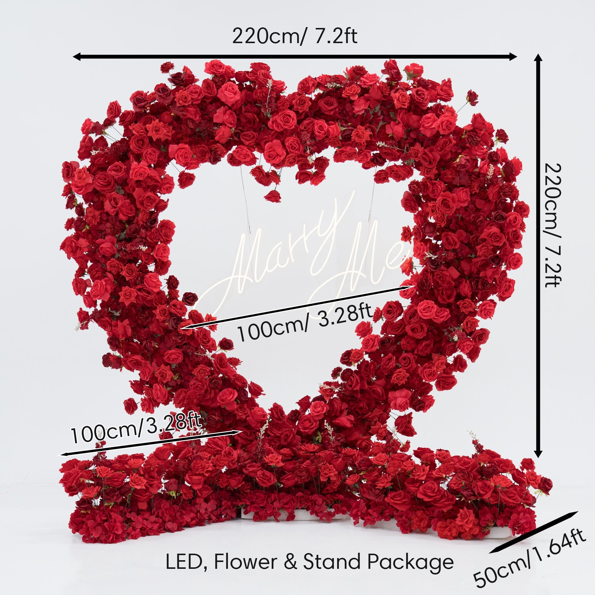 *USA ONLY*ValarFlowers Red Rose Heart - Shaped Floral Backdrop: A Romantic Proposal & Event Centerpiece-HA-405-U