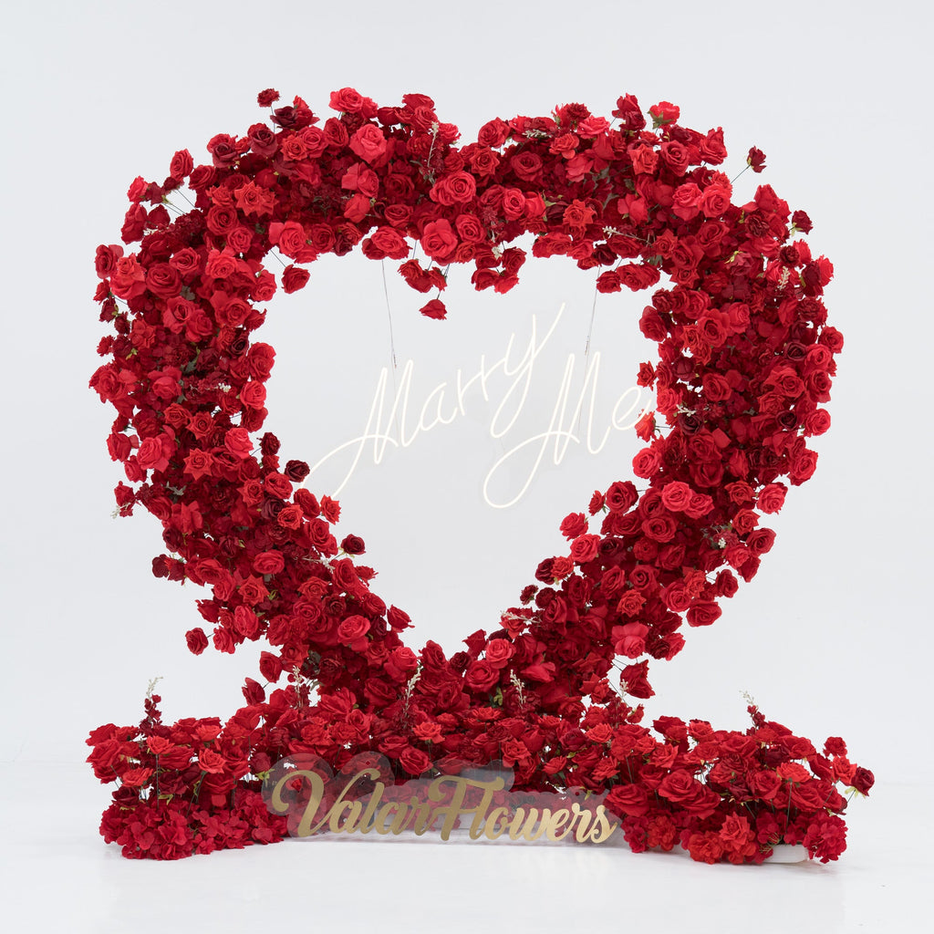 *USA ONLY*ValarFlowers Red Rose Heart - Shaped Floral Backdrop: A Romantic Proposal & Event Centerpiece-HA-405-U