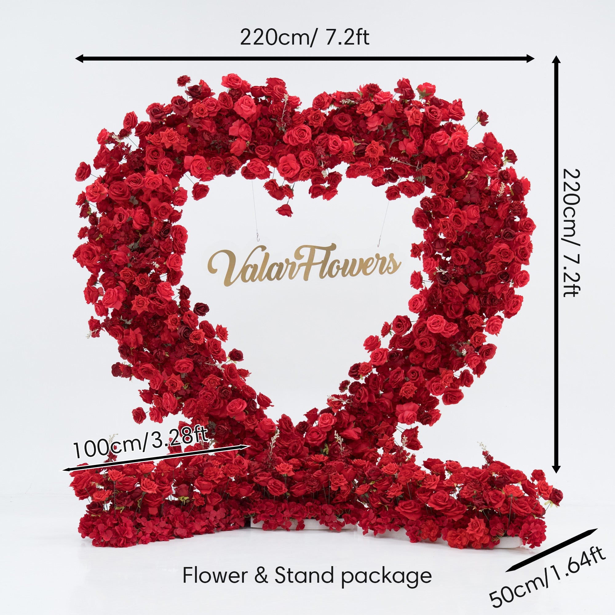 *USA ONLY*ValarFlowers Red Rose Heart - Shaped Floral Backdrop: A Romantic Proposal & Event Centerpiece-HA-405-U