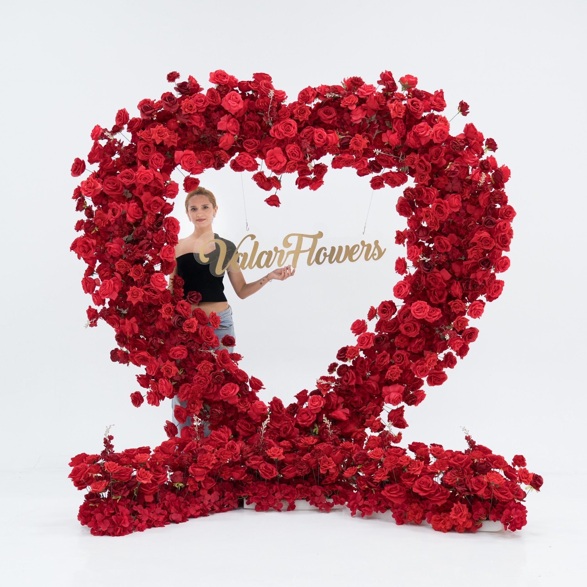 *USA ONLY*ValarFlowers Red Rose Heart - Shaped Floral Backdrop: A Romantic Proposal & Event Centerpiece-HA-405-U