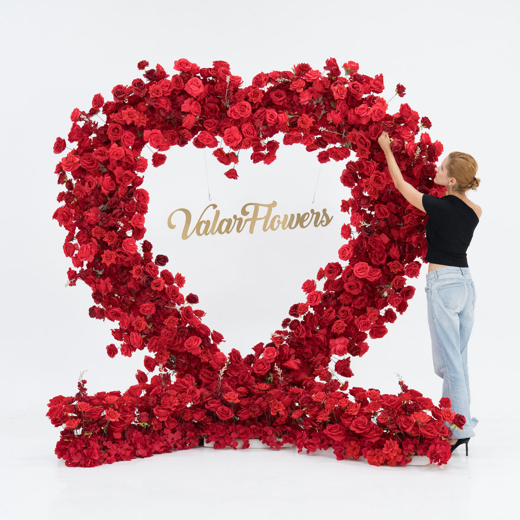 *USA ONLY*ValarFlowers Red Rose Heart - Shaped Floral Backdrop: A Romantic Proposal & Event Centerpiece-HA-405-U