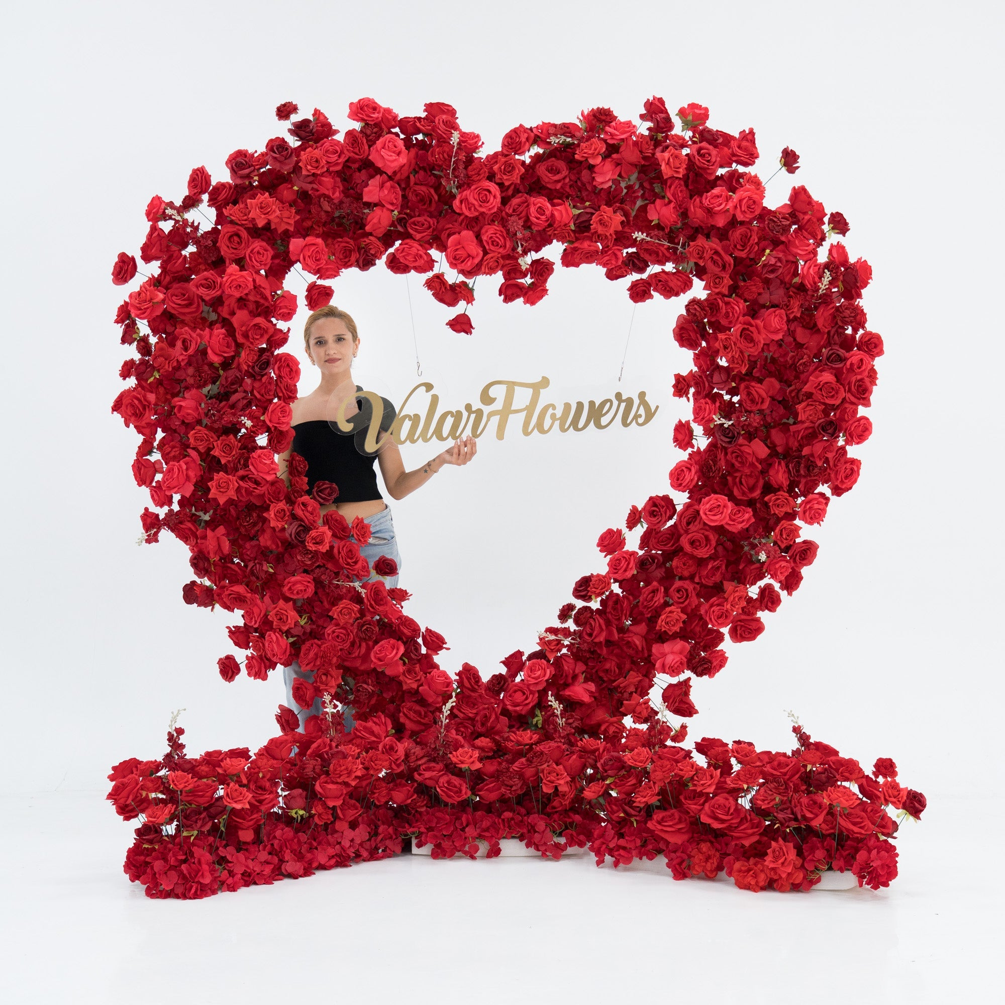 *USA ONLY*ValarFlowers Red Rose Heart - Shaped Floral Backdrop: A Romantic Proposal & Event Centerpiece-HA-405-U