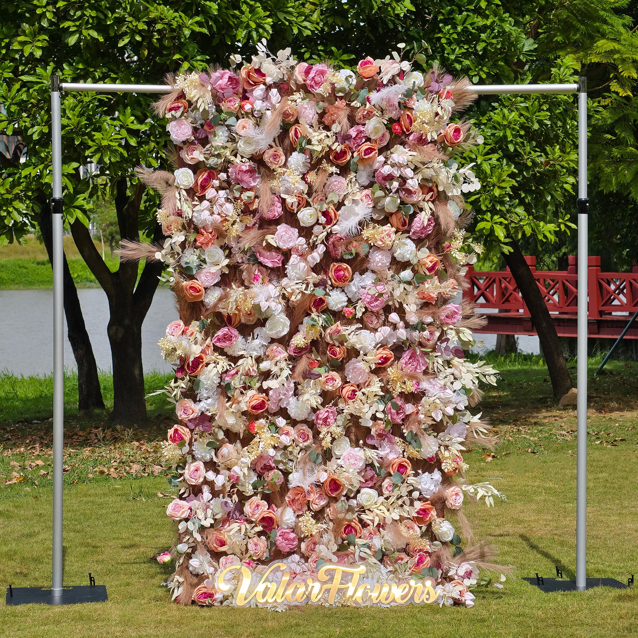 *USA ONLY*Valar Flowers Roll Up Fabric Artificial Flower Wall Wedding Backdrop. Floral Party Decor. Event Photography-VF-327-U