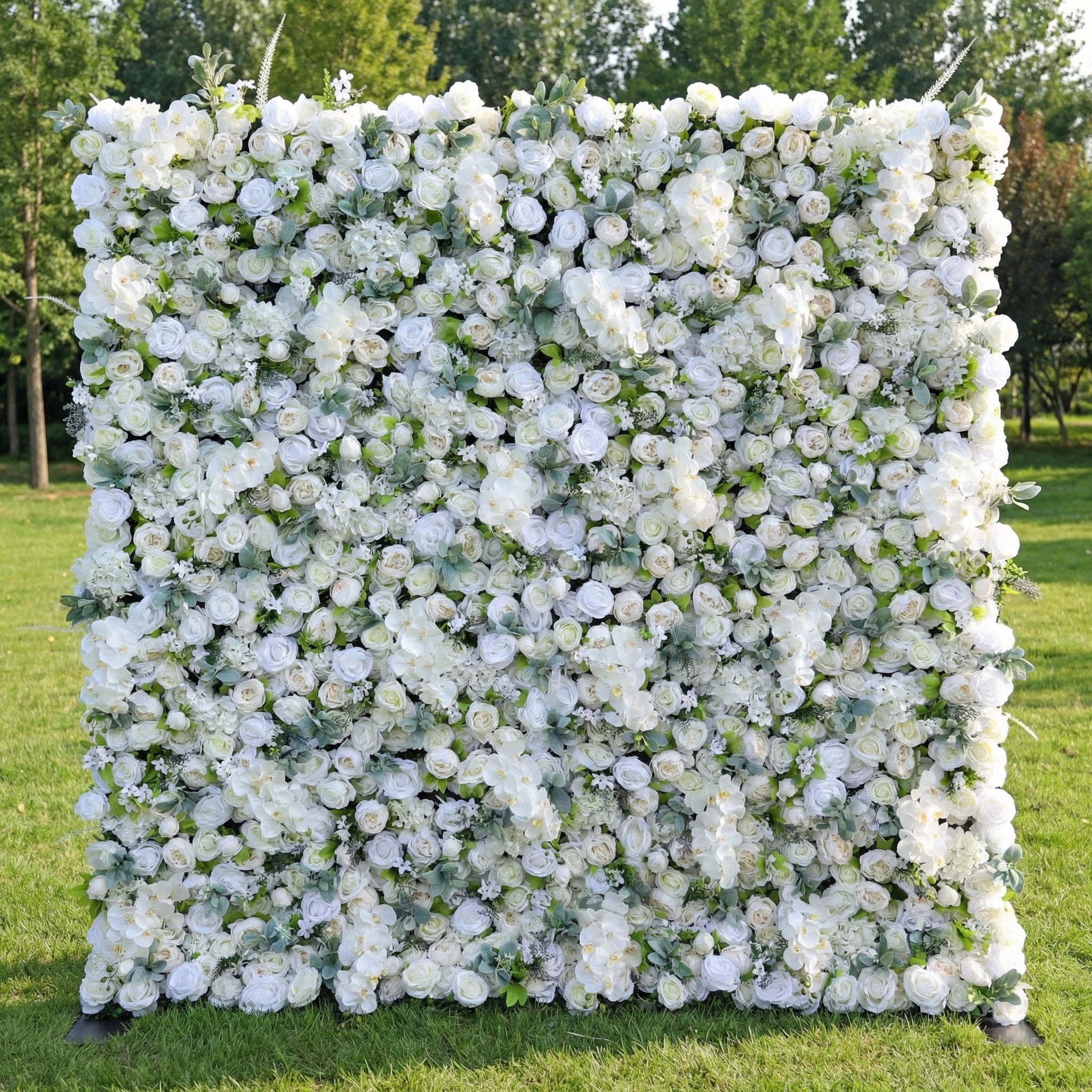 *USA ONLY*Gorgeous Flower Wall: A Fusion of Grace and Sturdiness with Pure White Artificial Flowers. Perfect for Weddings and Celebrations- Wedding Venues Celebration Floral Wall-VF-142-U
