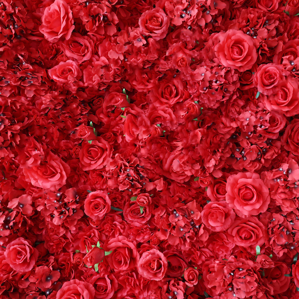 *USA ONLY*Valar Flowers Presents: Red Blossom Bliss – A Dense Array of Roses in an Artificial Fabric Flower Wall-VF-157-3-U