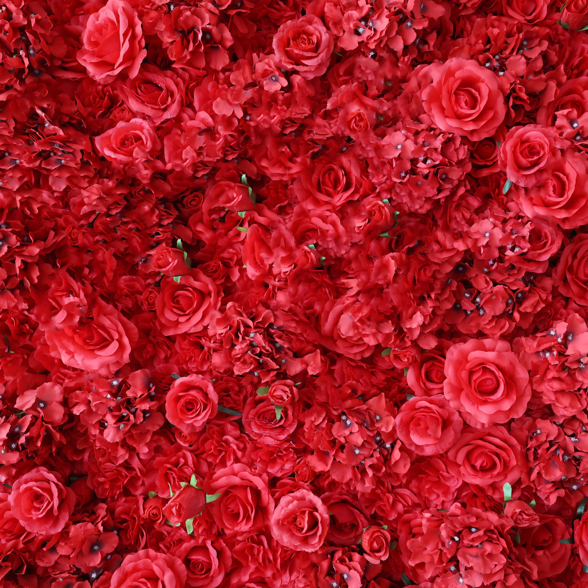 *USA ONLY*Valar Flowers Presents: Red Blossom Bliss – A Dense Array of Roses in an Artificial Fabric Flower Wall-VF-157-3-U