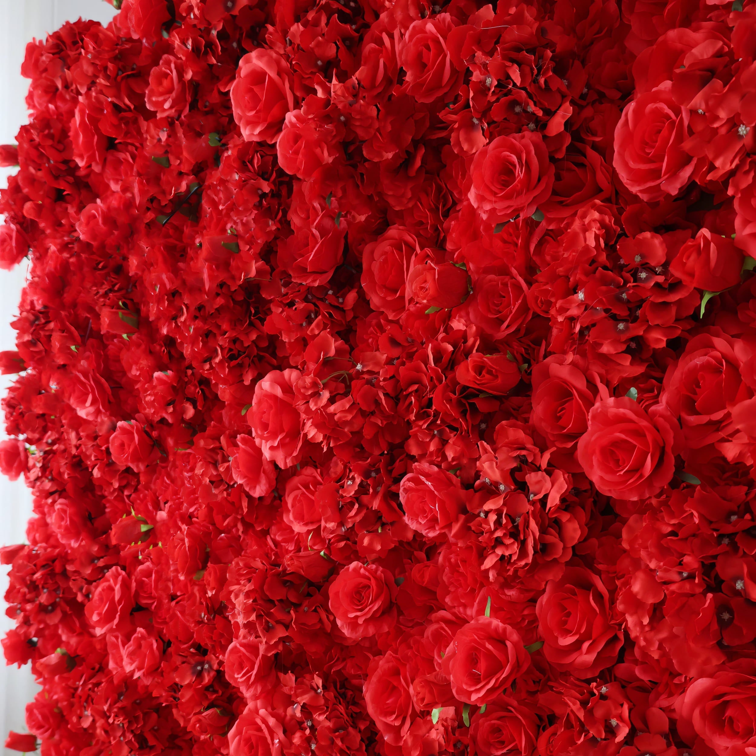 *USA ONLY*Valar Flowers Presents: Red Blossom Bliss – A Dense Array of Roses in an Artificial Fabric Flower Wall-VF-157-3-U