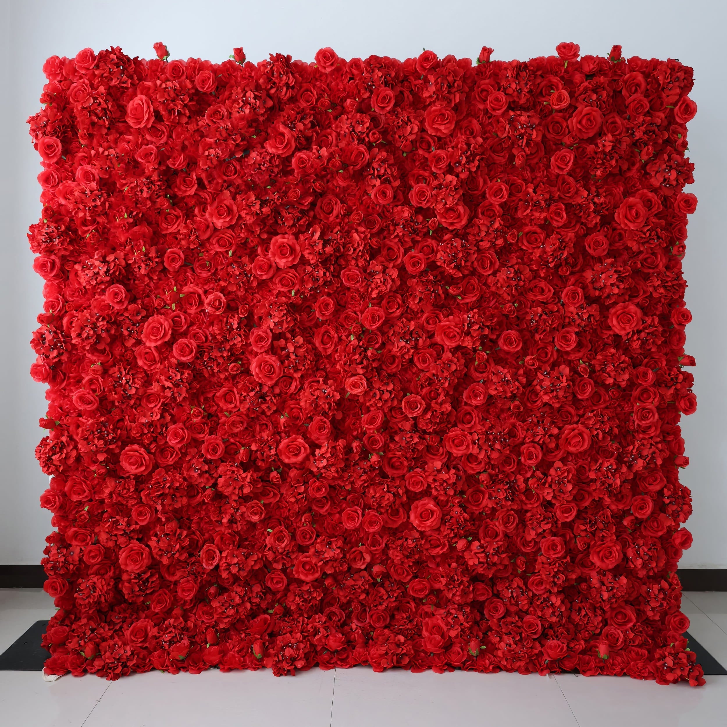 *USA ONLY*Valar Flowers Presents: Red Blossom Bliss – A Dense Array of Roses in an Artificial Fabric Flower Wall-VF-157-3-U