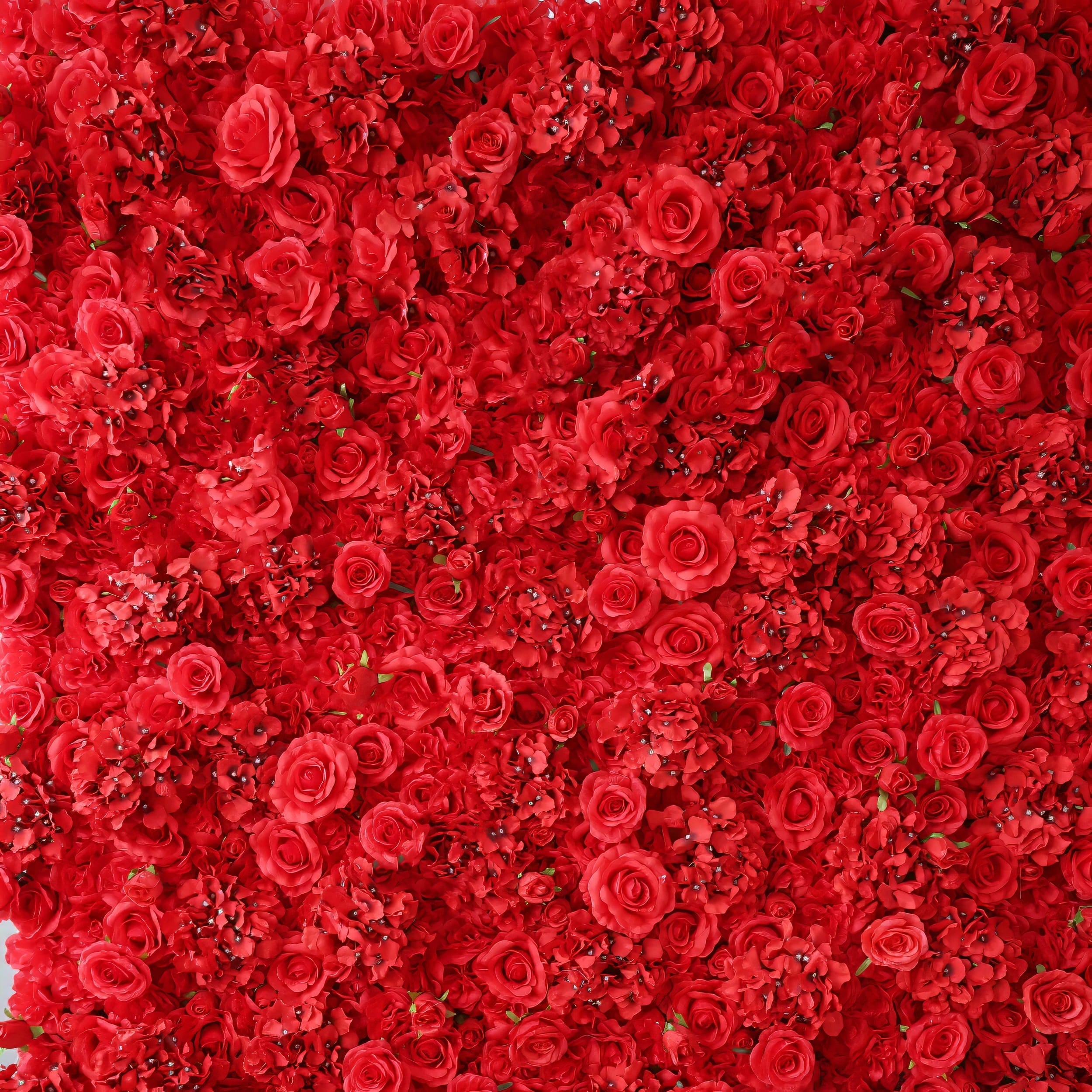 *USA ONLY*Valar Flowers Presents: Red Blossom Bliss – A Dense Array of Roses in an Artificial Fabric Flower Wall-VF-157-3-U