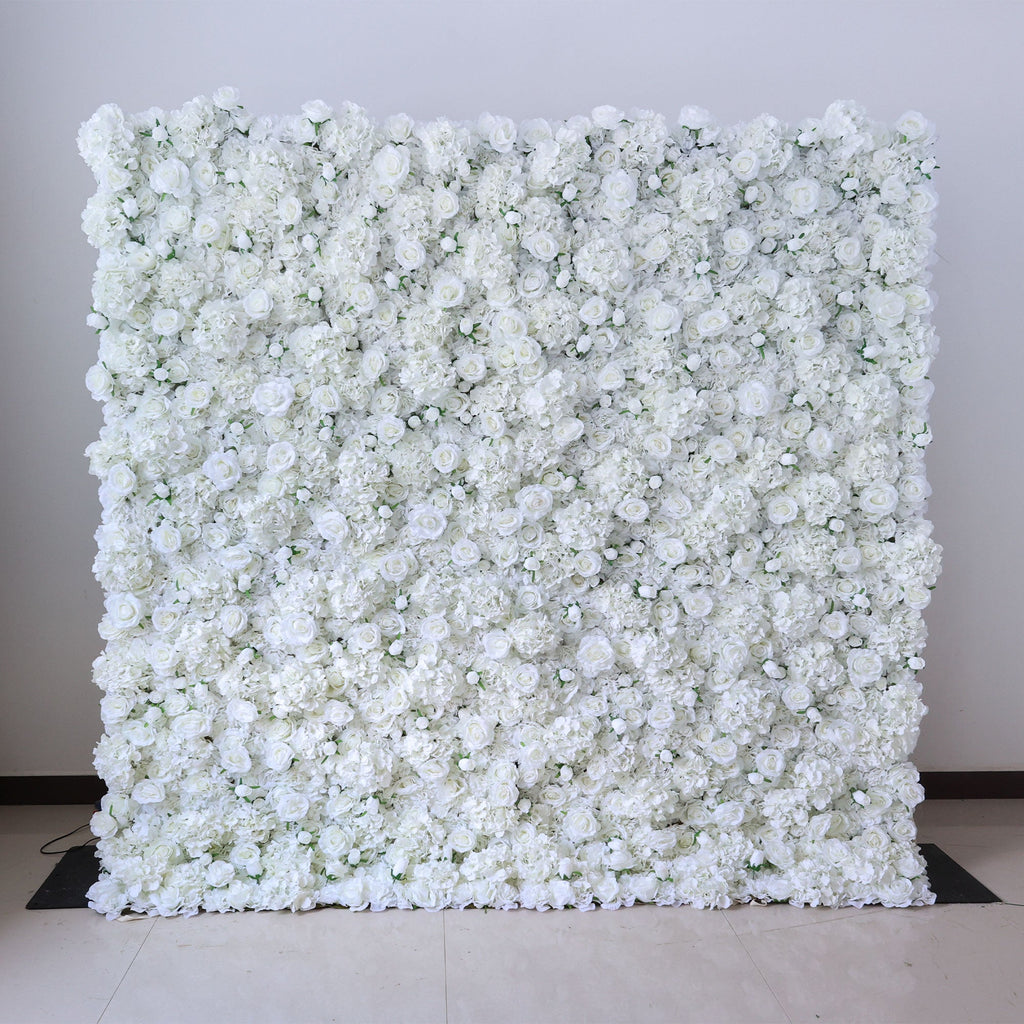 *USA ONLY*Valar Flowers Presents: White Blossom Bliss – A Dense Array of Roses in an Artificial Fabric Flower Wall-VF-157-U