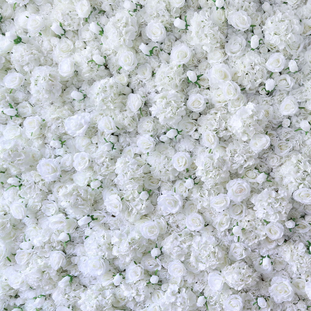 *USA ONLY*Valar Flowers Presents: White Blossom Bliss – A Dense Array of Roses in an Artificial Fabric Flower Wall-VF-157-U
