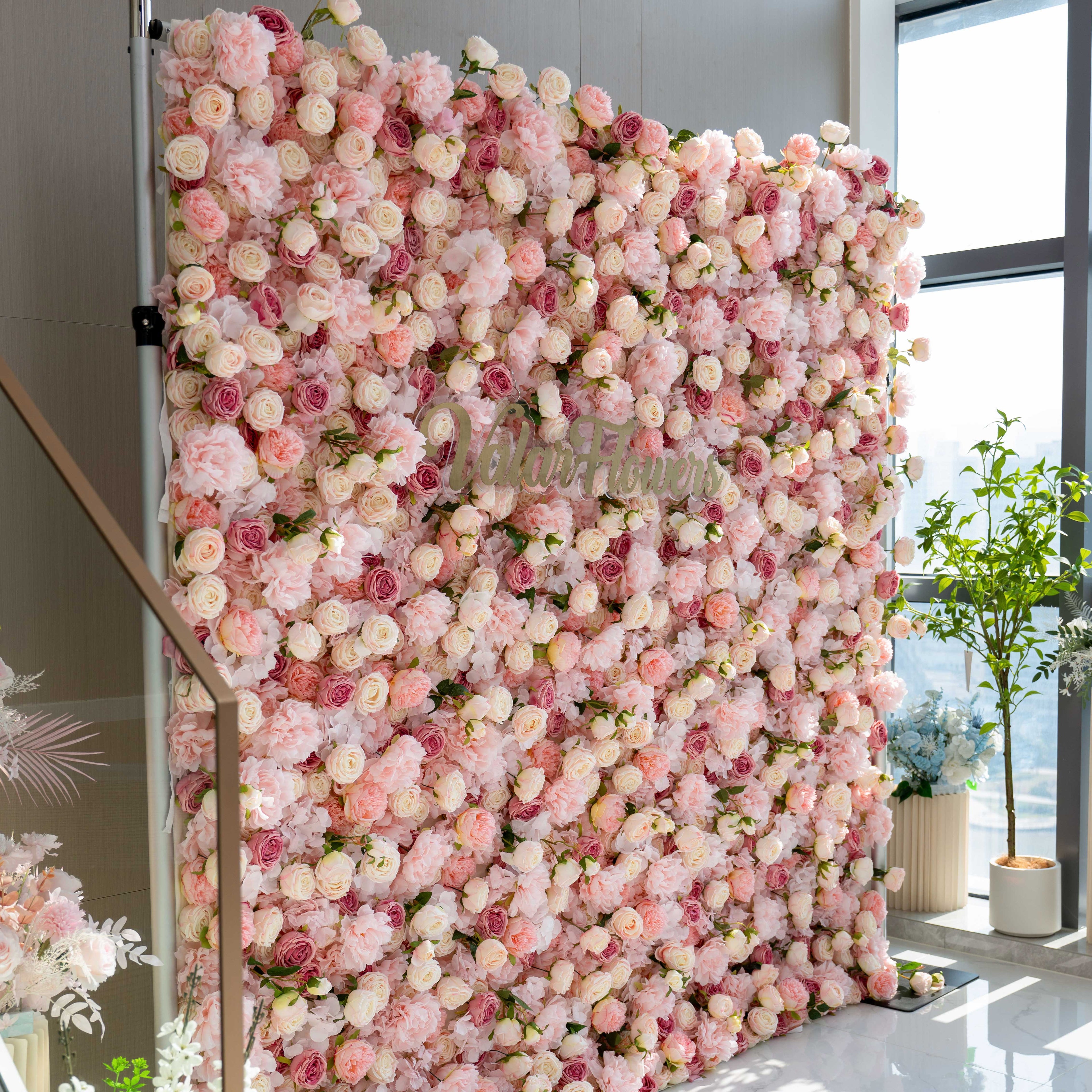 *USA ONLY* VF-503-U Pink Rose & Peony Flower Wall 8ft×8ft - Artificial Wedding Backdrop with Fast US Shipping