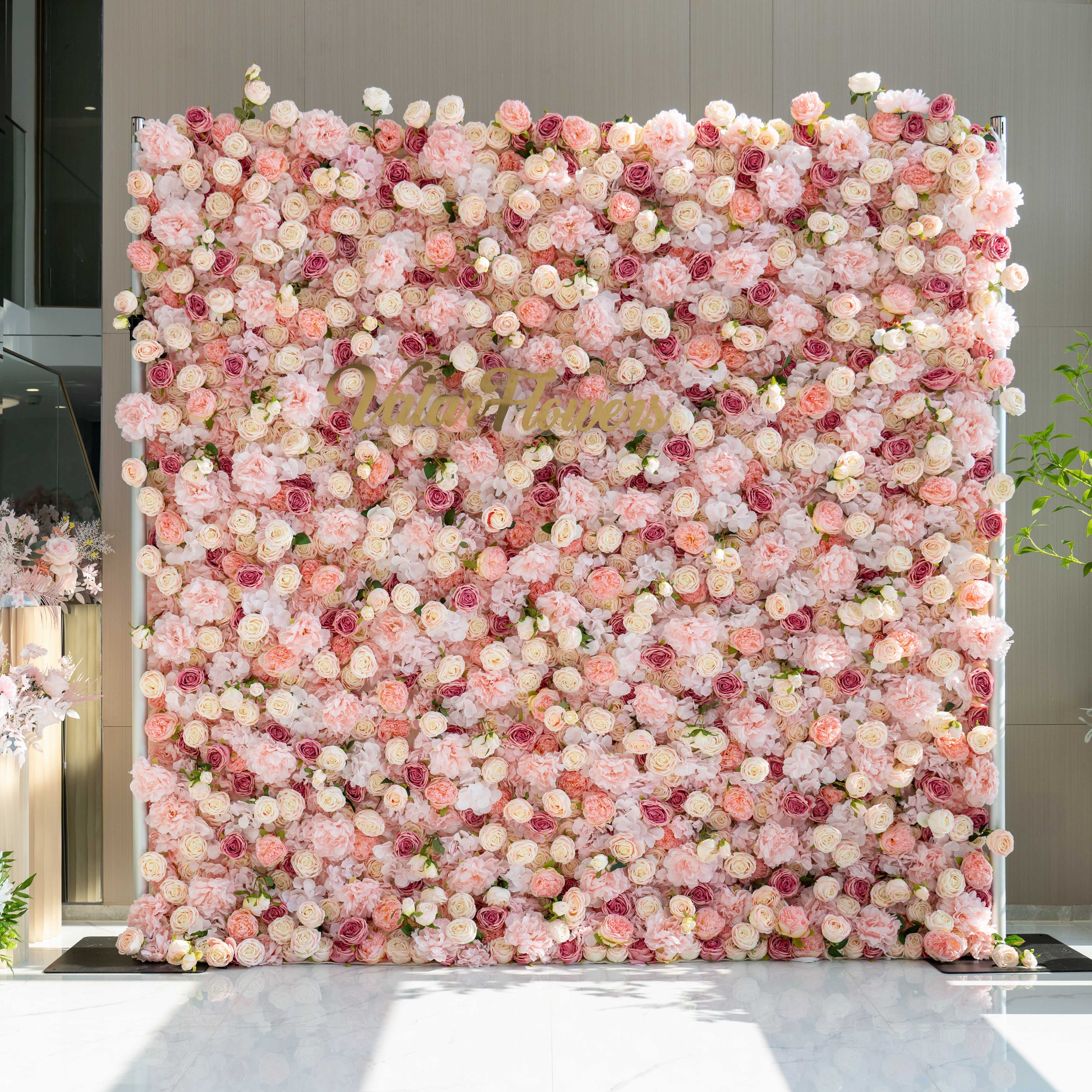 *USA ONLY* VF-503-U Pink Rose & Peony Flower Wall 8ft×8ft - Artificial Wedding Backdrop with Fast US Shipping