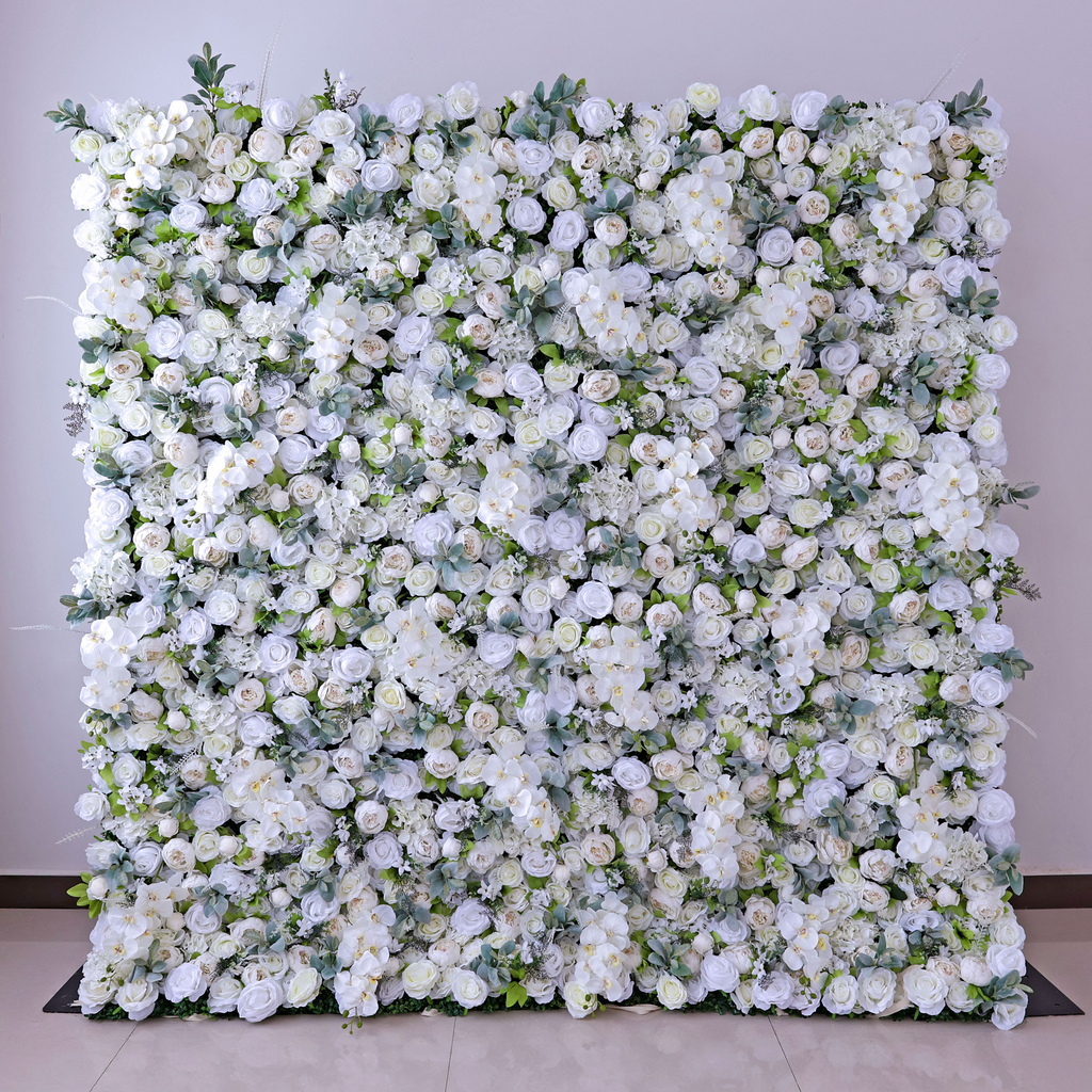 *USA ONLY*Gorgeous Flower Wall: A Fusion of Grace and Sturdiness with Pure White Artificial Flowers. Perfect for Weddings and Celebrations- Wedding Venues Celebration Floral Wall-VF-142-U