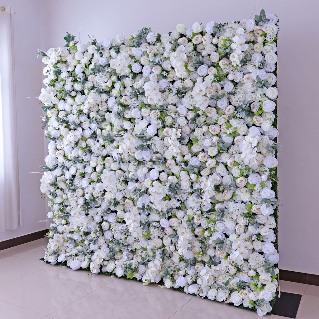 *USA ONLY*Gorgeous Flower Wall: A Fusion of Grace and Sturdiness with Pure White Artificial Flowers. Perfect for Weddings and Celebrations- Wedding Venues Celebration Floral Wall-VF-142-U