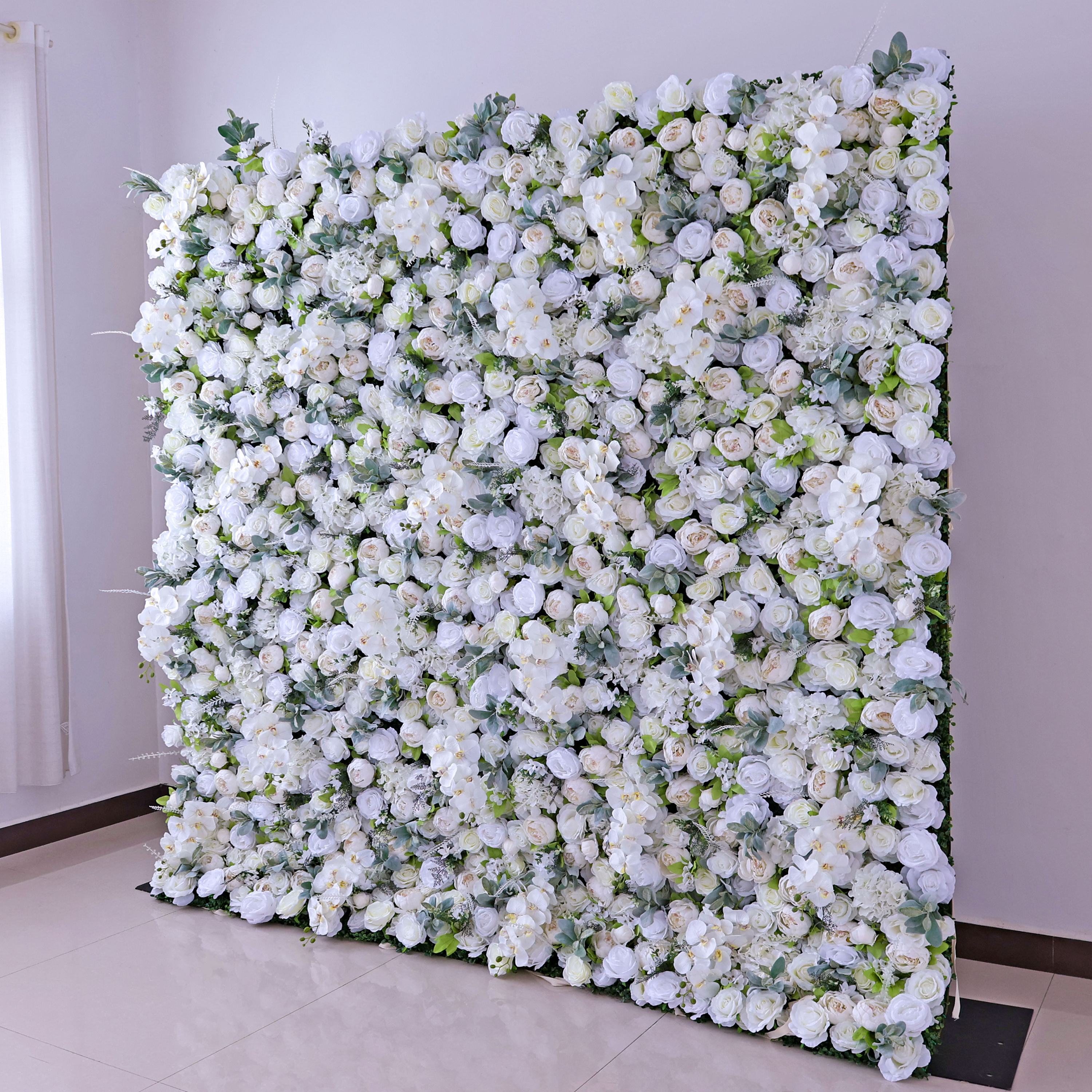 *USA ONLY*Gorgeous Flower Wall: A Fusion of Grace and Sturdiness with Pure White Artificial Flowers. Perfect for Weddings and Celebrations- Wedding Venues Celebration Floral Wall-VF-142-U