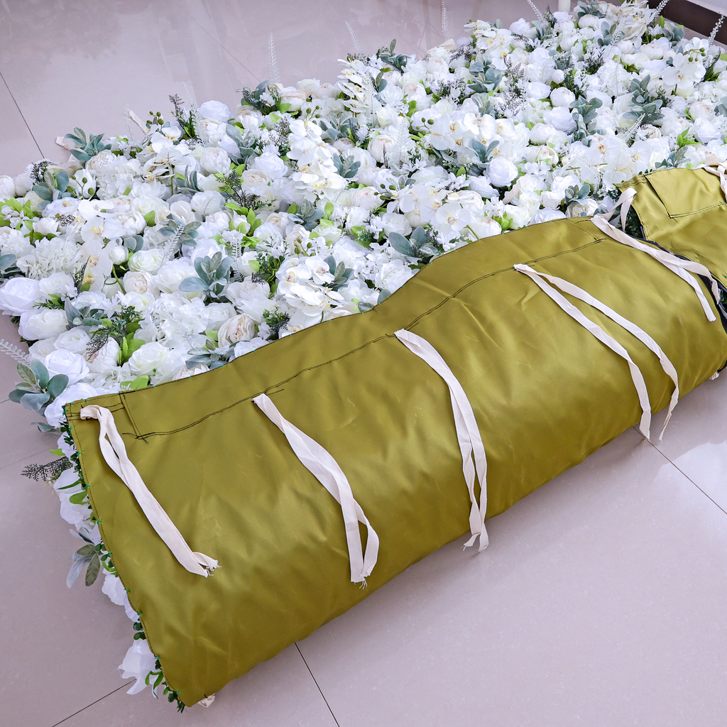 *USA ONLY*Gorgeous Flower Wall: A Fusion of Grace and Sturdiness with Pure White Artificial Flowers. Perfect for Weddings and Celebrations- Wedding Venues Celebration Floral Wall-VF-142-U