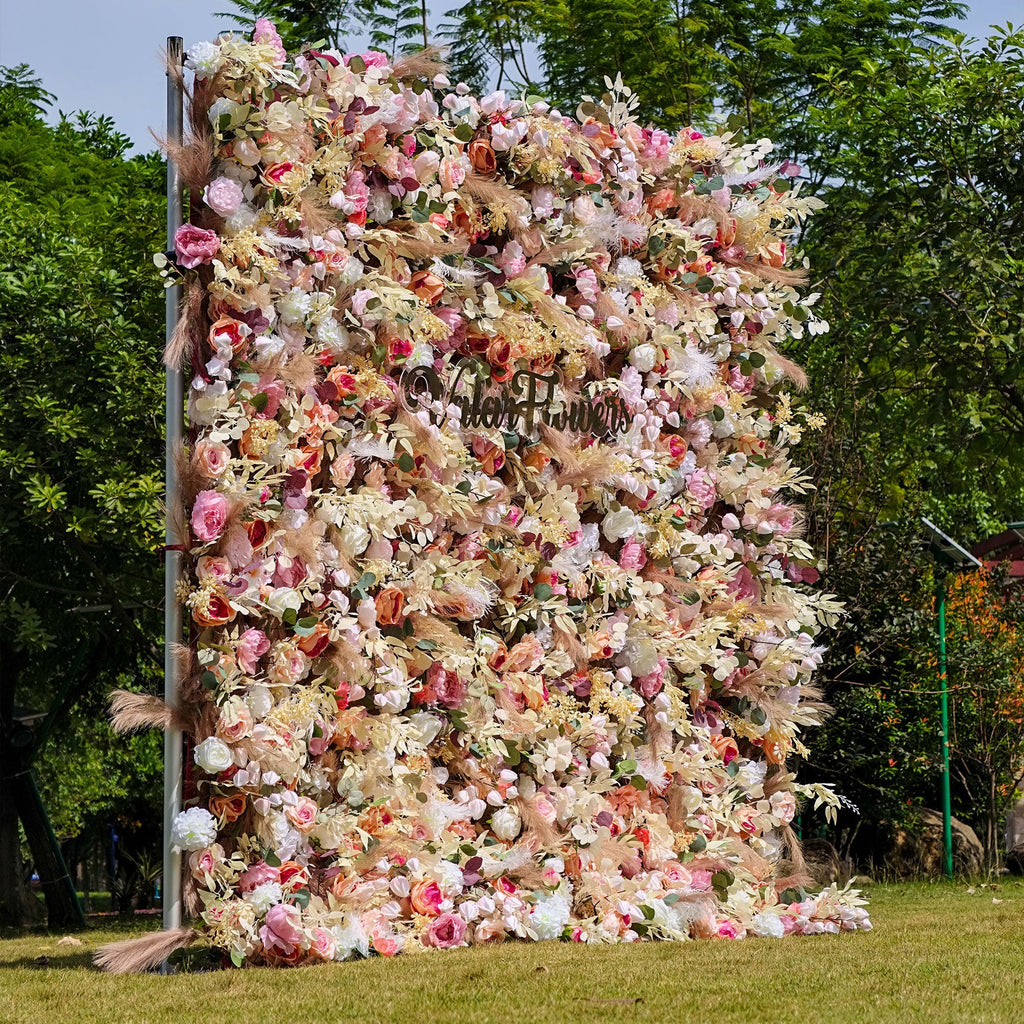 *USA ONLY*Valar Flowers Roll Up Fabric Artificial Flower Wall Wedding Backdrop. Floral Party Decor. Event Photography-VF-327-U