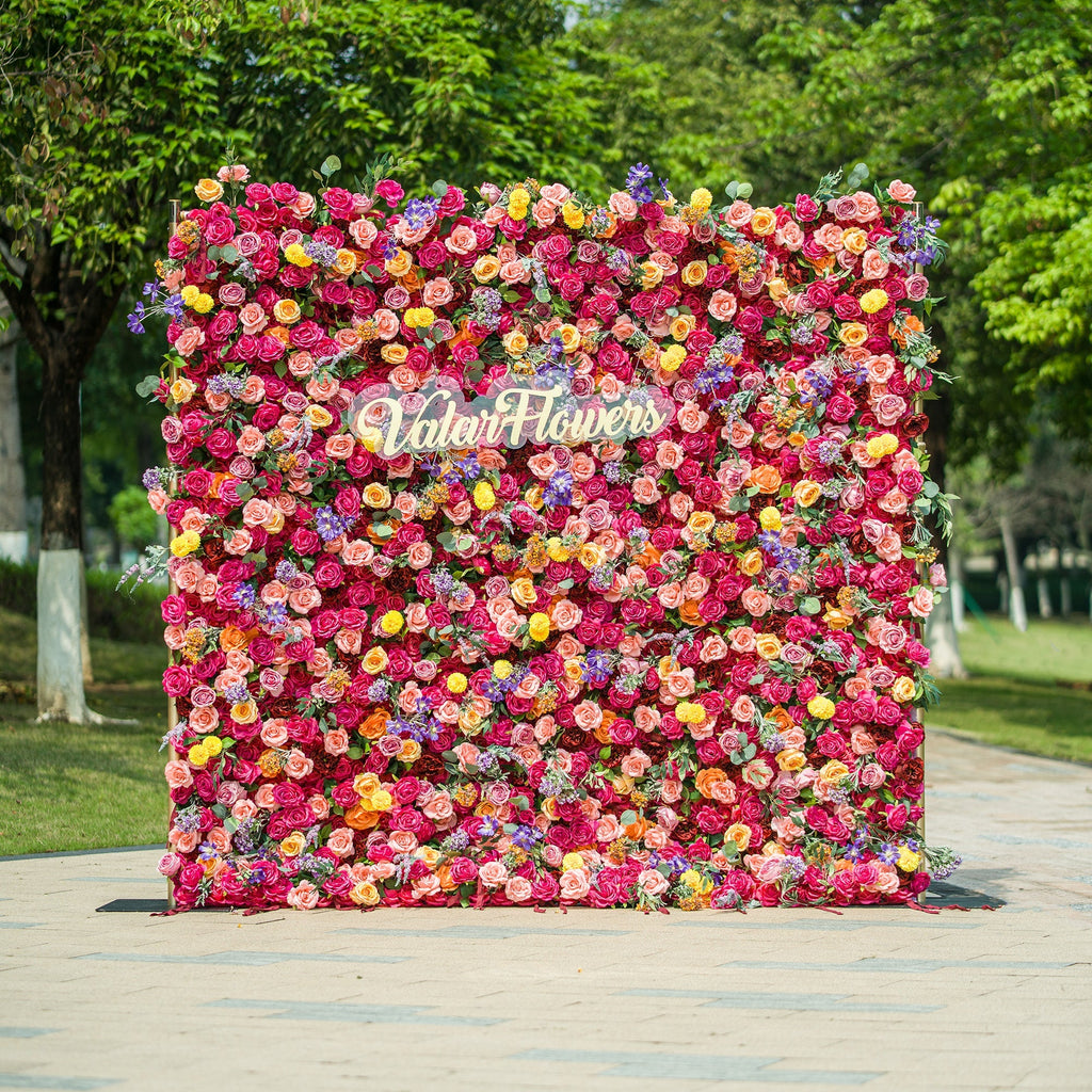 *USA ONLY*Vibrant Multicolored Artificial Flower Wall - The Epitome of Bold and Festive Style for Weddings and Events-VF-806-U