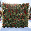 *USA ONLY*ValarFlowers Christmas Themed Floral Wall Backdrop: Festive Evergreen & Red Rose Masterpiece for Holiday Events & Decor-VF-491-2-U