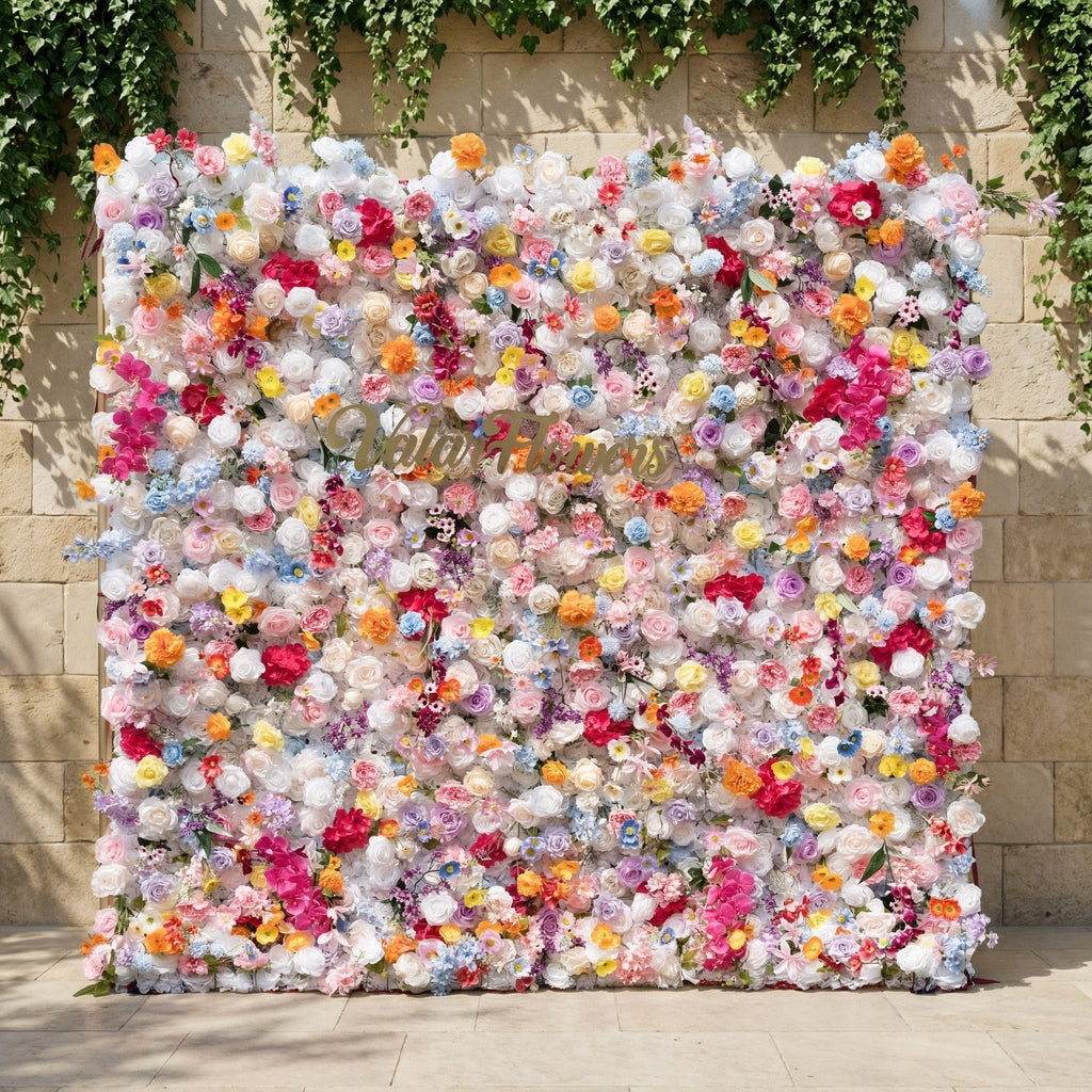 *USA ONLY*ValarFlowers Vibrant and Lush Multicolored Artificial Flower Wall-VF-811-2-U