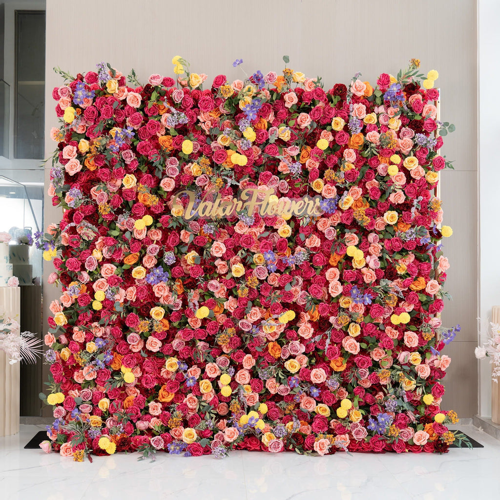 *USA ONLY*Vibrant Multicolored Artificial Flower Wall - The Epitome of Bold and Festive Style for Weddings and Events-VF-806-U