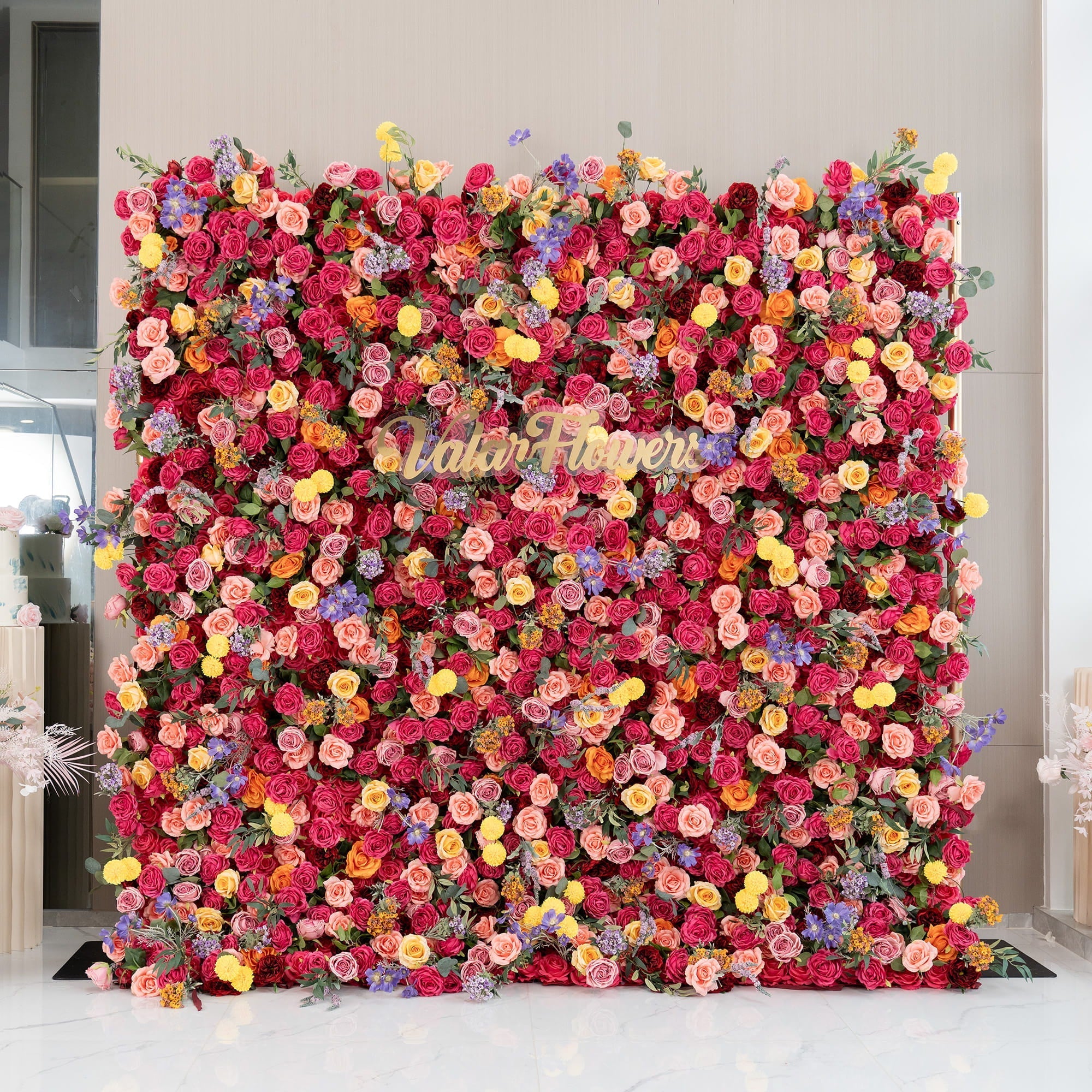 *USA ONLY*Vibrant Multicolored Artificial Flower Wall - The Epitome of Bold and Festive Style for Weddings and Events-VF-806-U