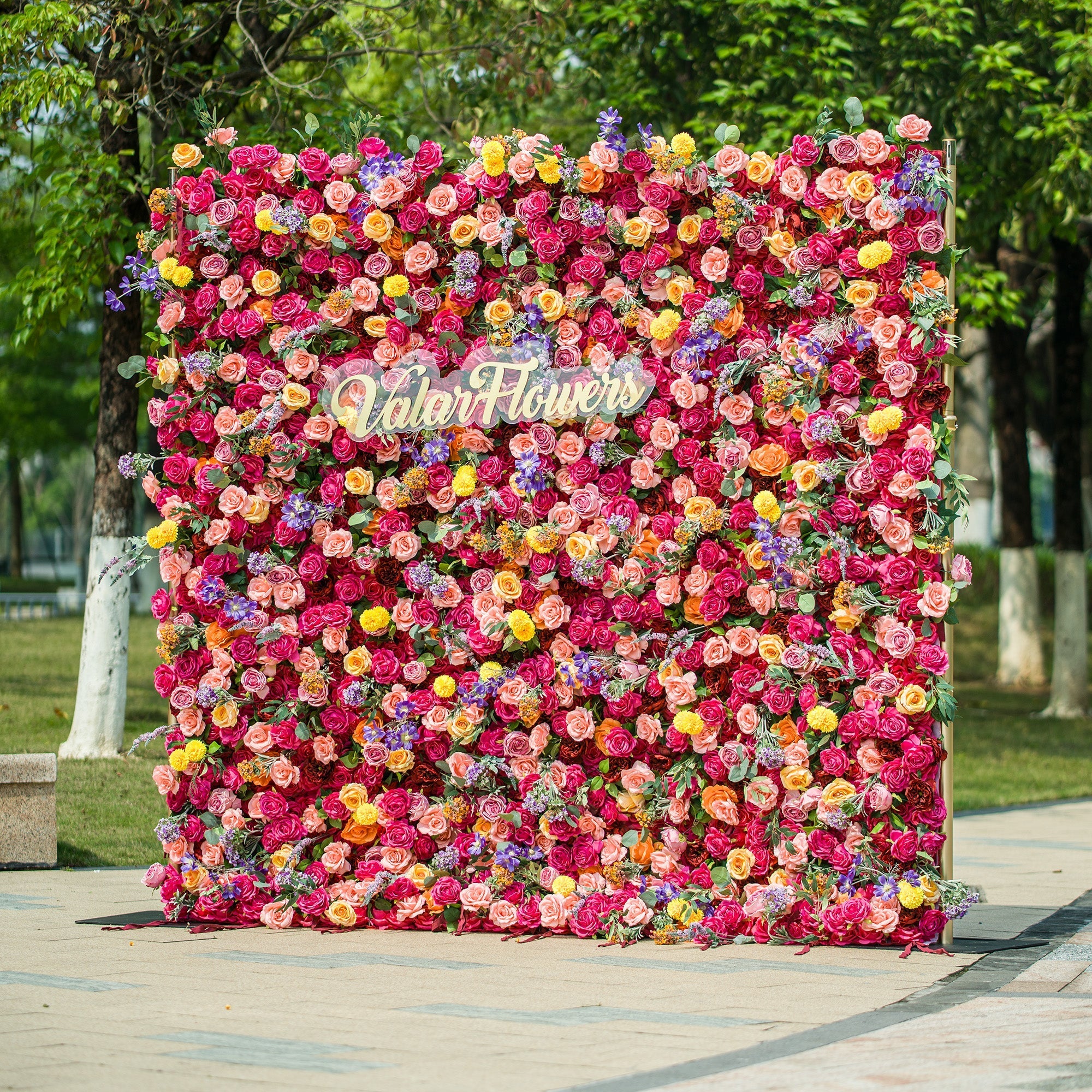 *USA ONLY*Vibrant Multicolored Artificial Flower Wall - The Epitome of Bold and Festive Style for Weddings and Events-VF-806-U
