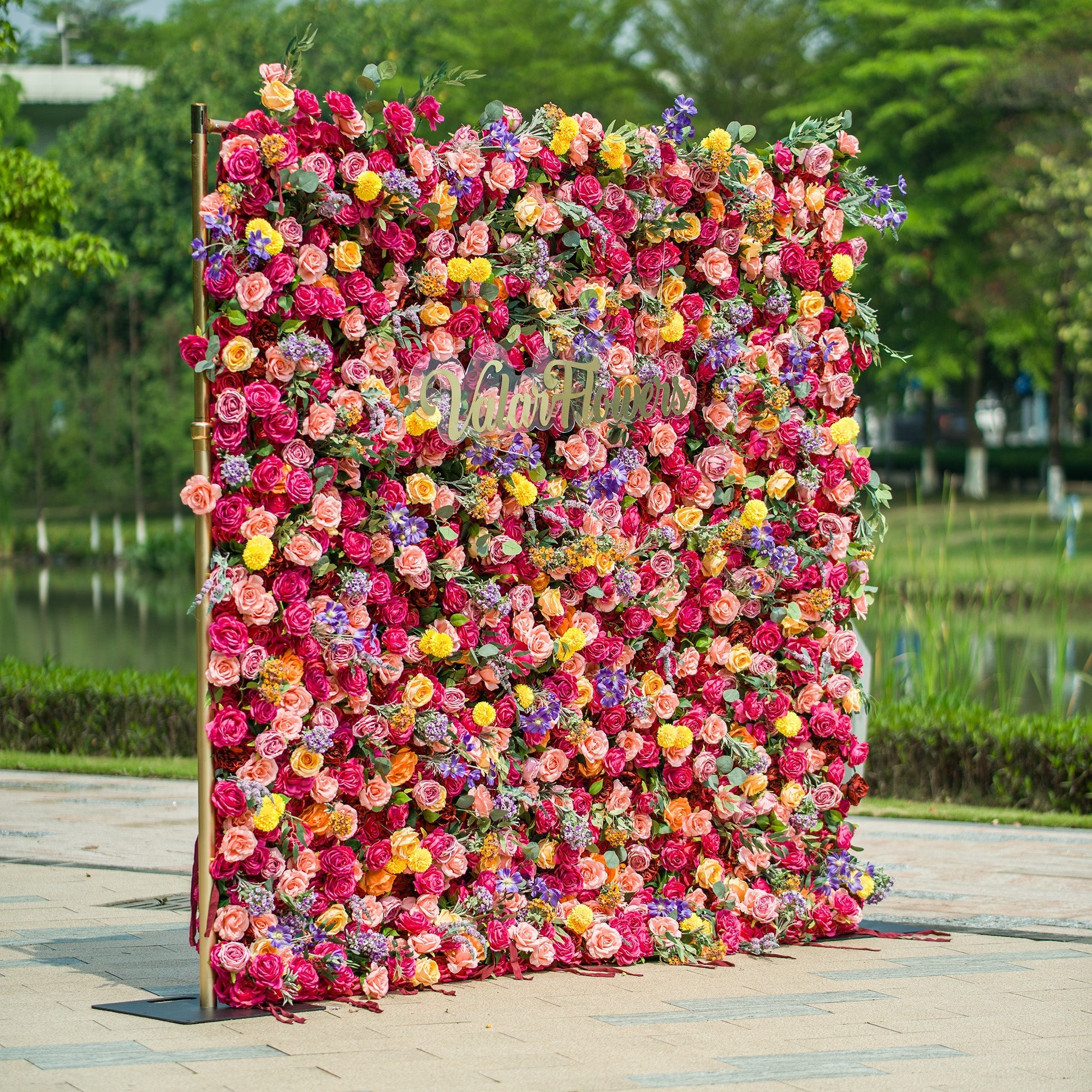 *USA ONLY*Vibrant Multicolored Artificial Flower Wall - The Epitome of Bold and Festive Style for Weddings and Events-VF-806-U