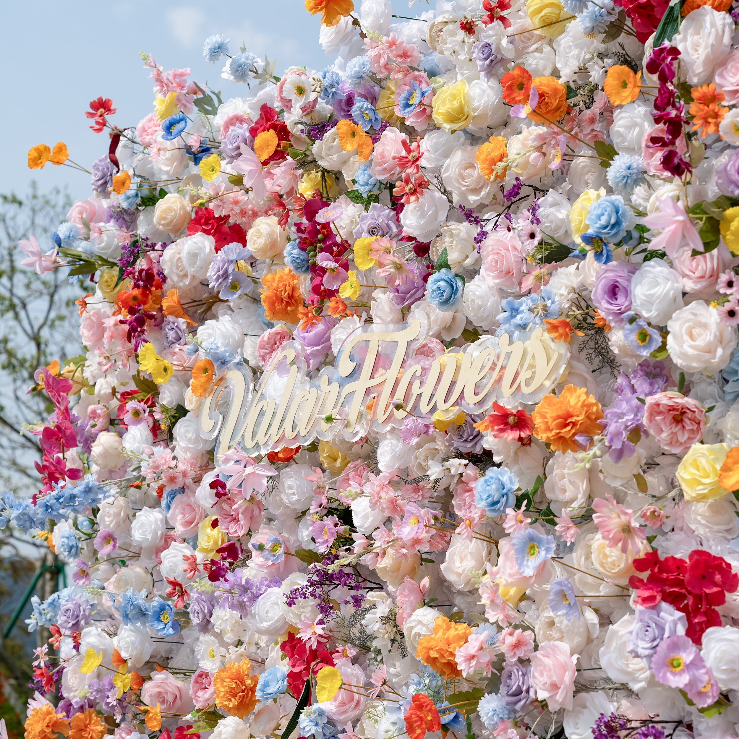 *USA ONLY*ValarFlowers Vibrant and Lush Multicolored Artificial Flower Wall-VF-811-2-U